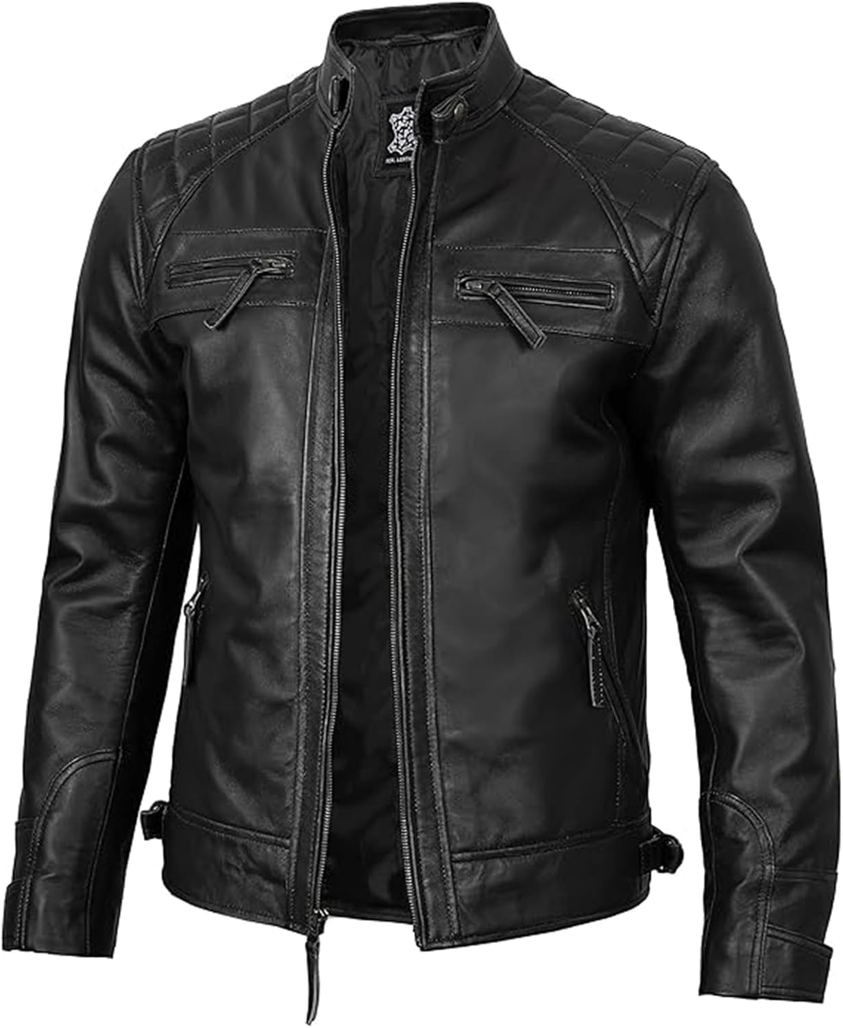 Decrum Leather Jacket Men - Cafe Racer Style - By Tressivo