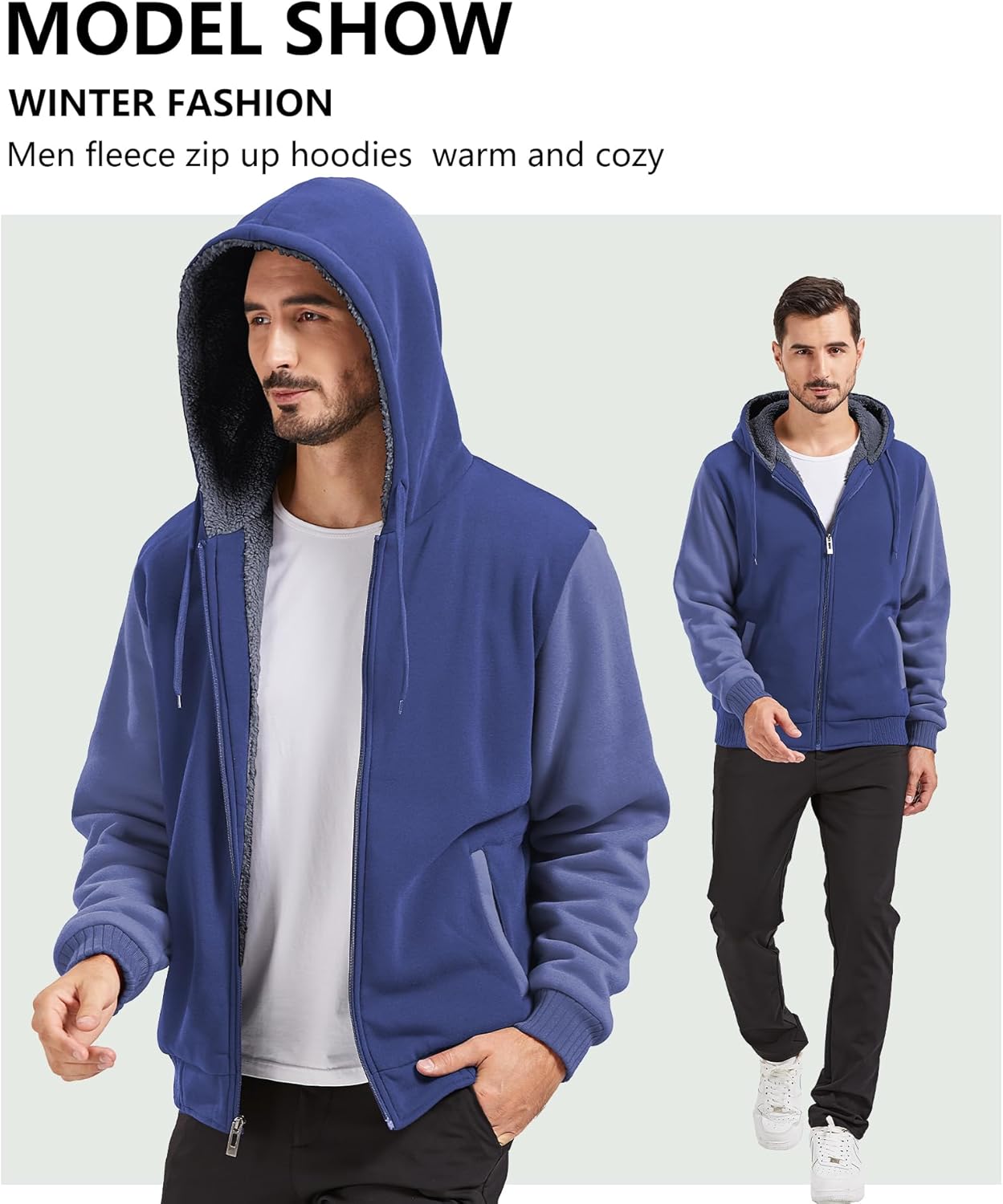 Men’s Fleece-Lined Zip Up Hoodie - By Tressivo