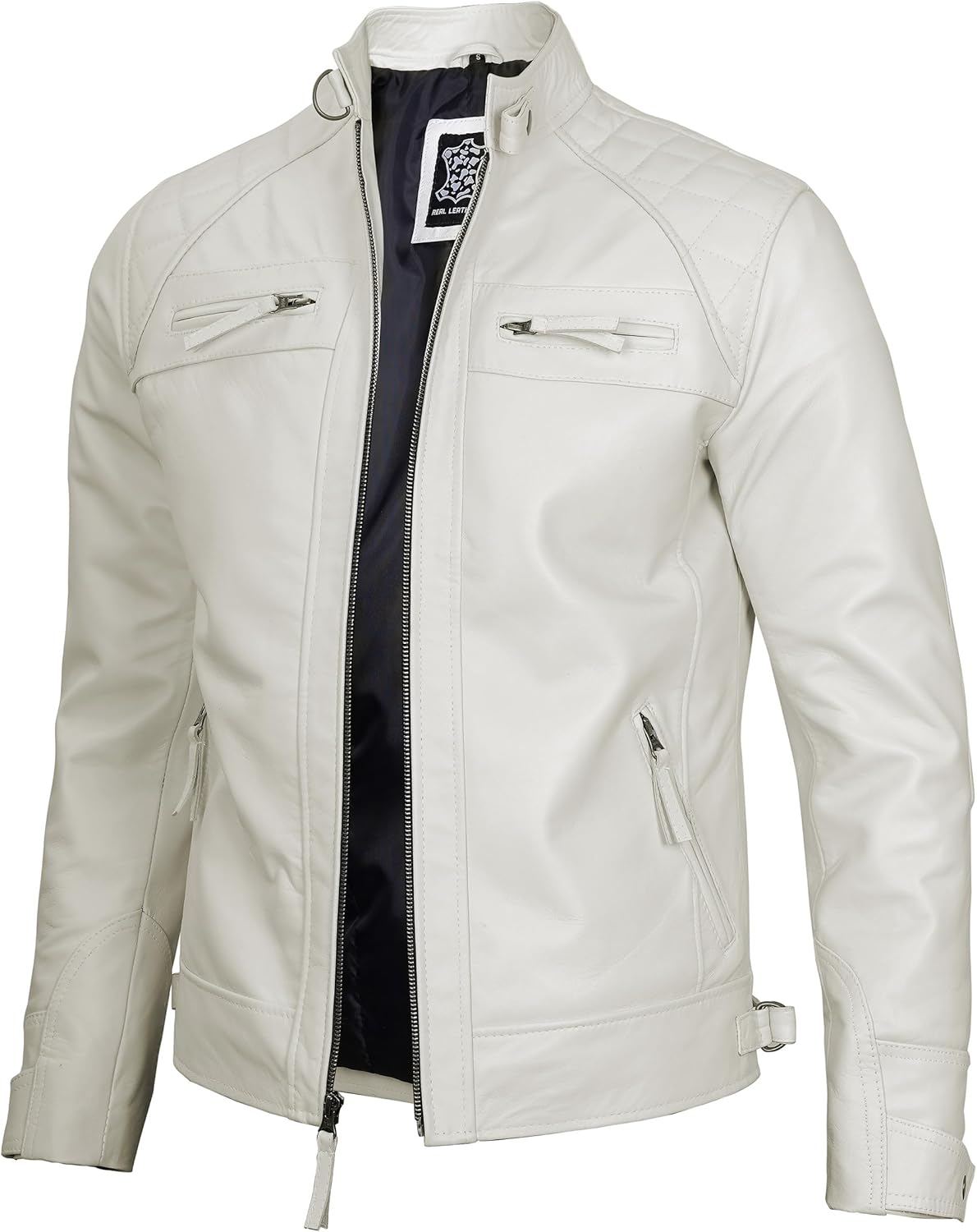 Decrum Leather Jacket Men - Cafe Racer Style - By Tressivo