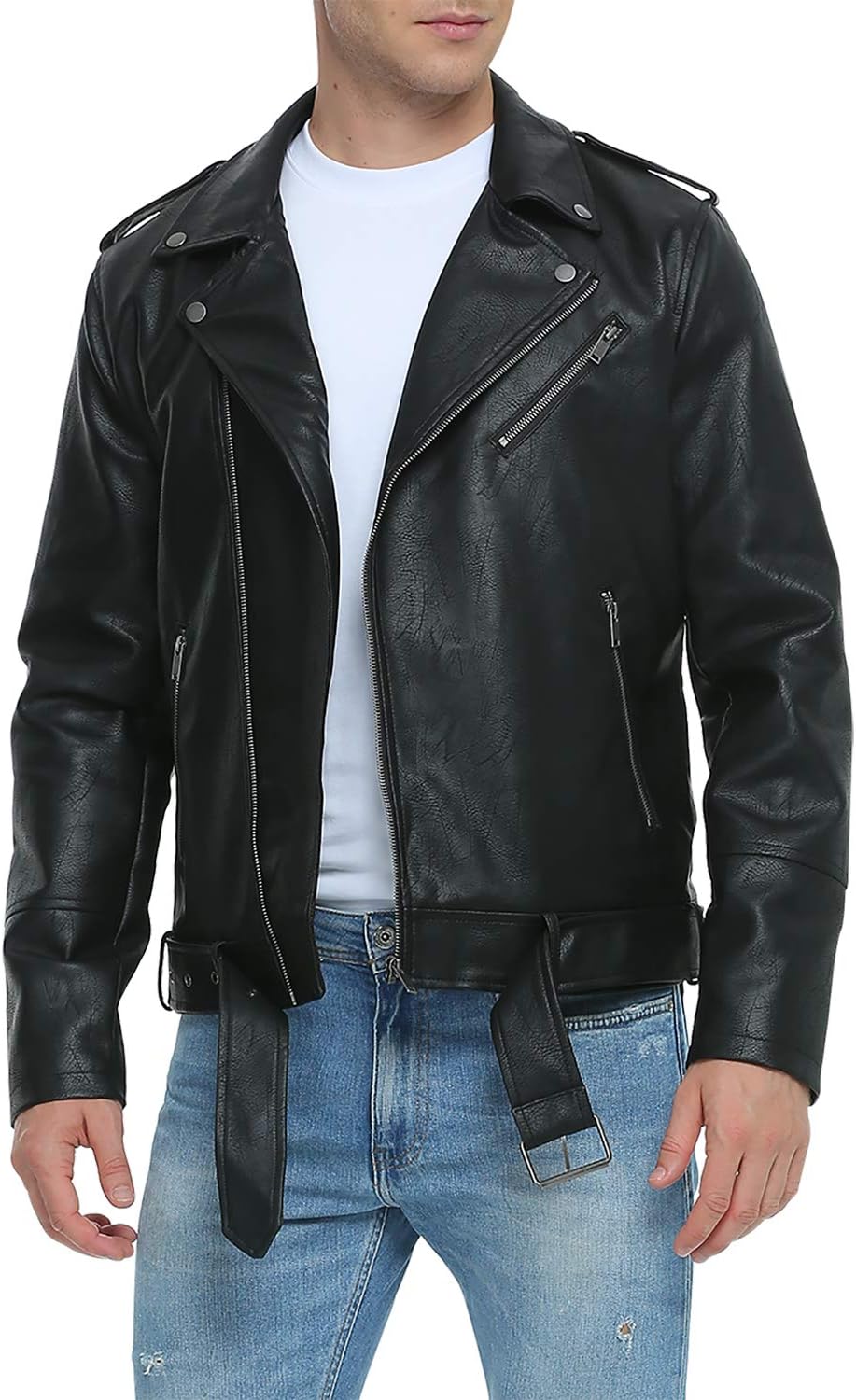Leather Jacket for Men, Faux Bomber - By Tressivo
