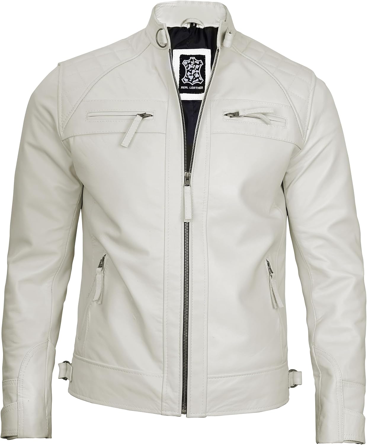 Decrum Leather Jacket Men - Cafe Racer Style - By Tressivo