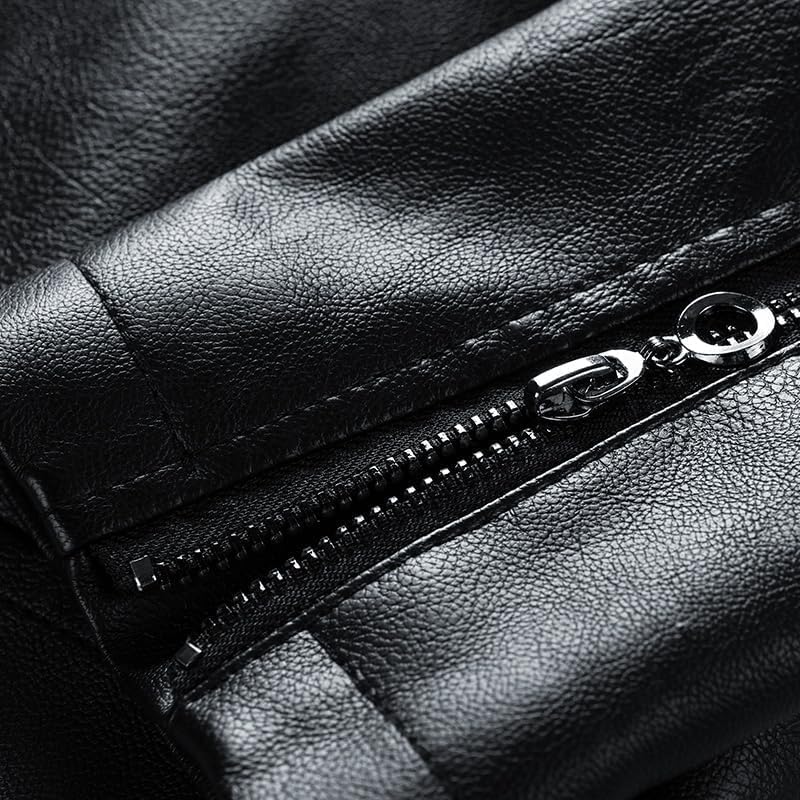 Men's Stand Collar Leather Jacket - By Tressivo