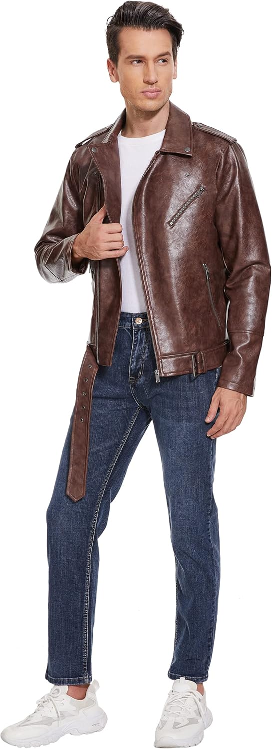 Leather Jacket for Men, Faux Bomber - By Tressivo