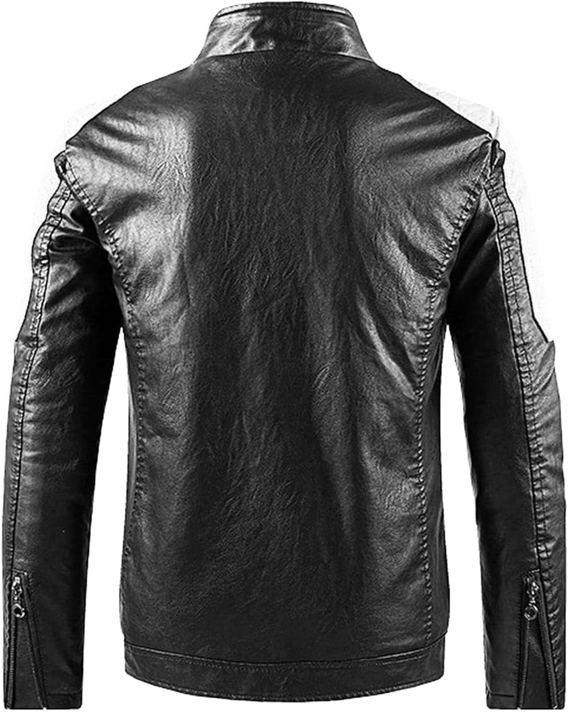 Men's Stand Collar Leather Jacket - By Tressivo