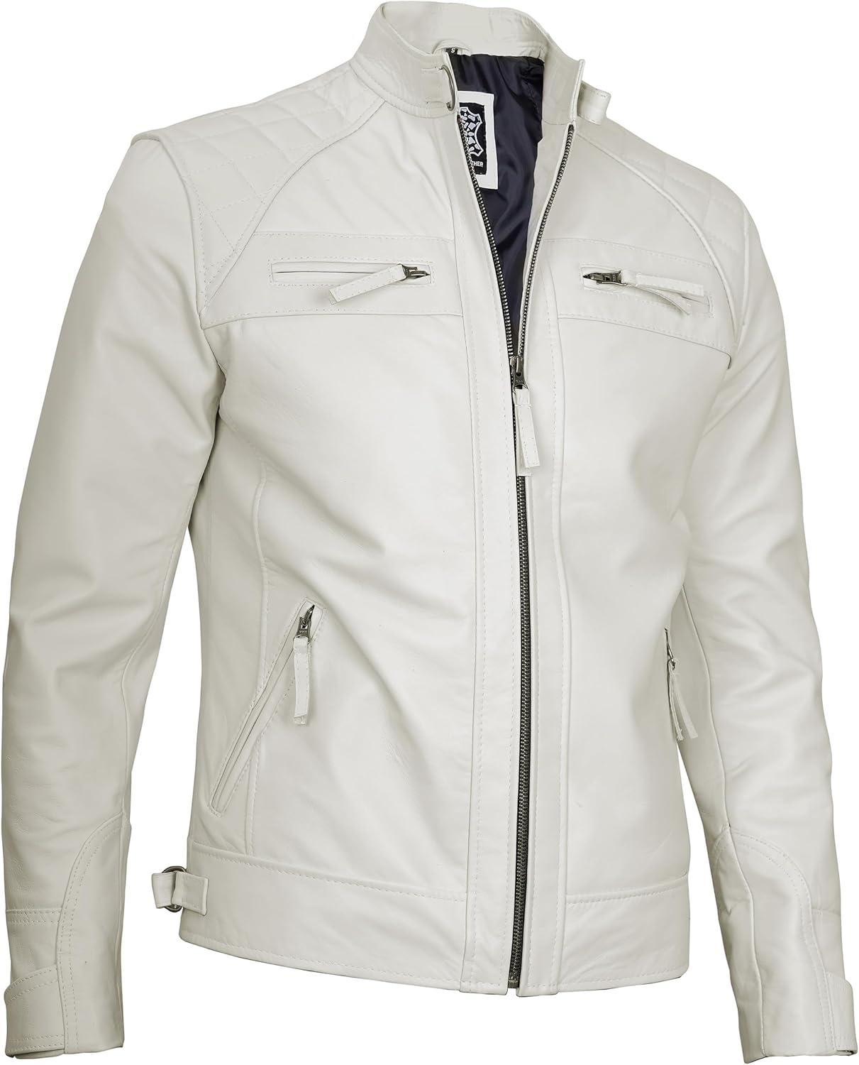 Decrum Leather Jacket Men - Cafe Racer Style - By Tressivo