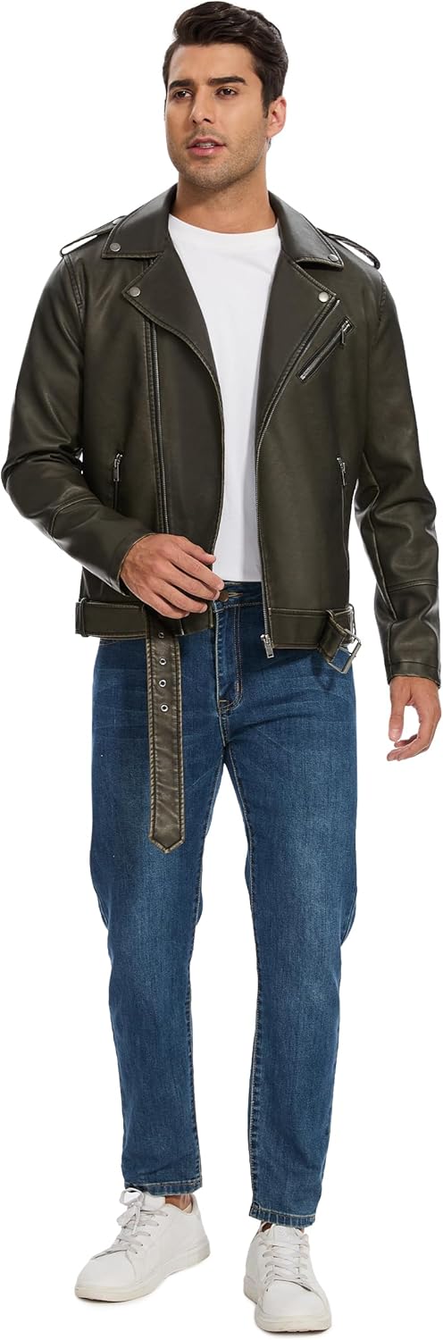 Leather Jacket for Men, Faux Bomber - By Tressivo
