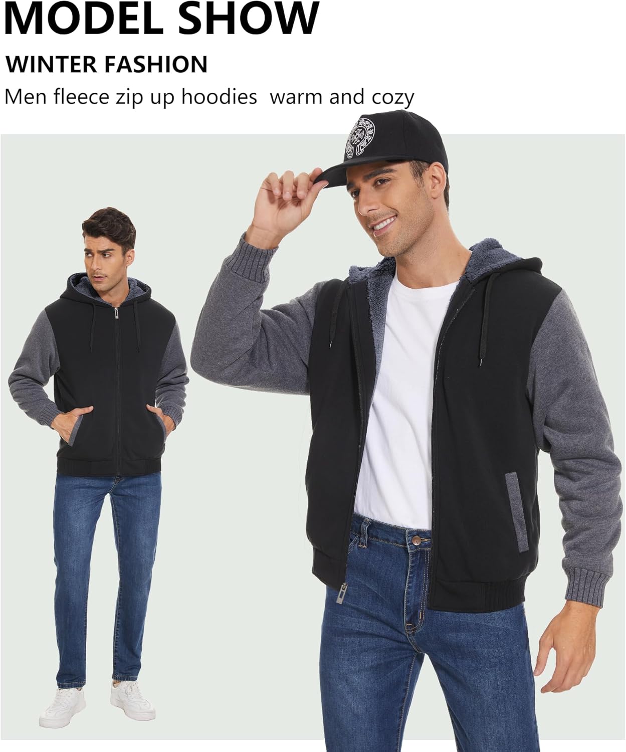 Men’s Fleece-Lined Zip Up Hoodie - By Tressivo