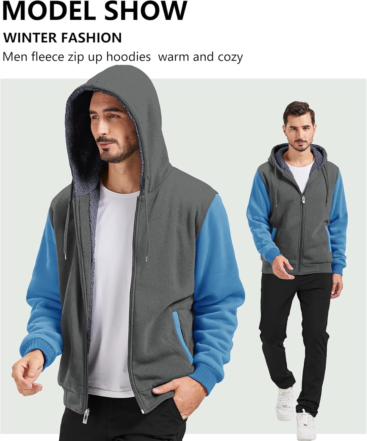 Men’s Fleece-Lined Zip Up Hoodie - By Tressivo