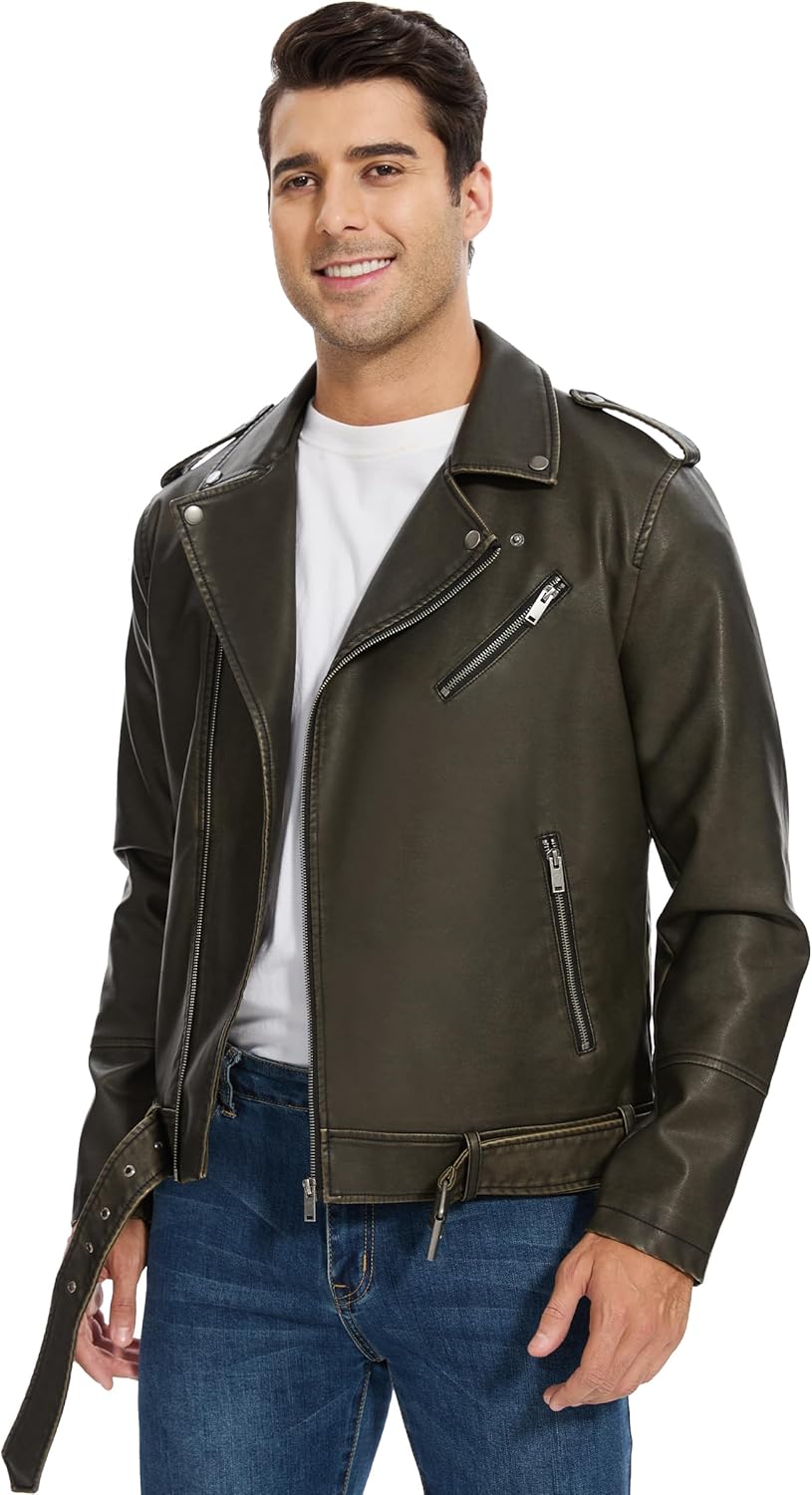 Leather Jacket for Men, Faux Bomber - By Tressivo