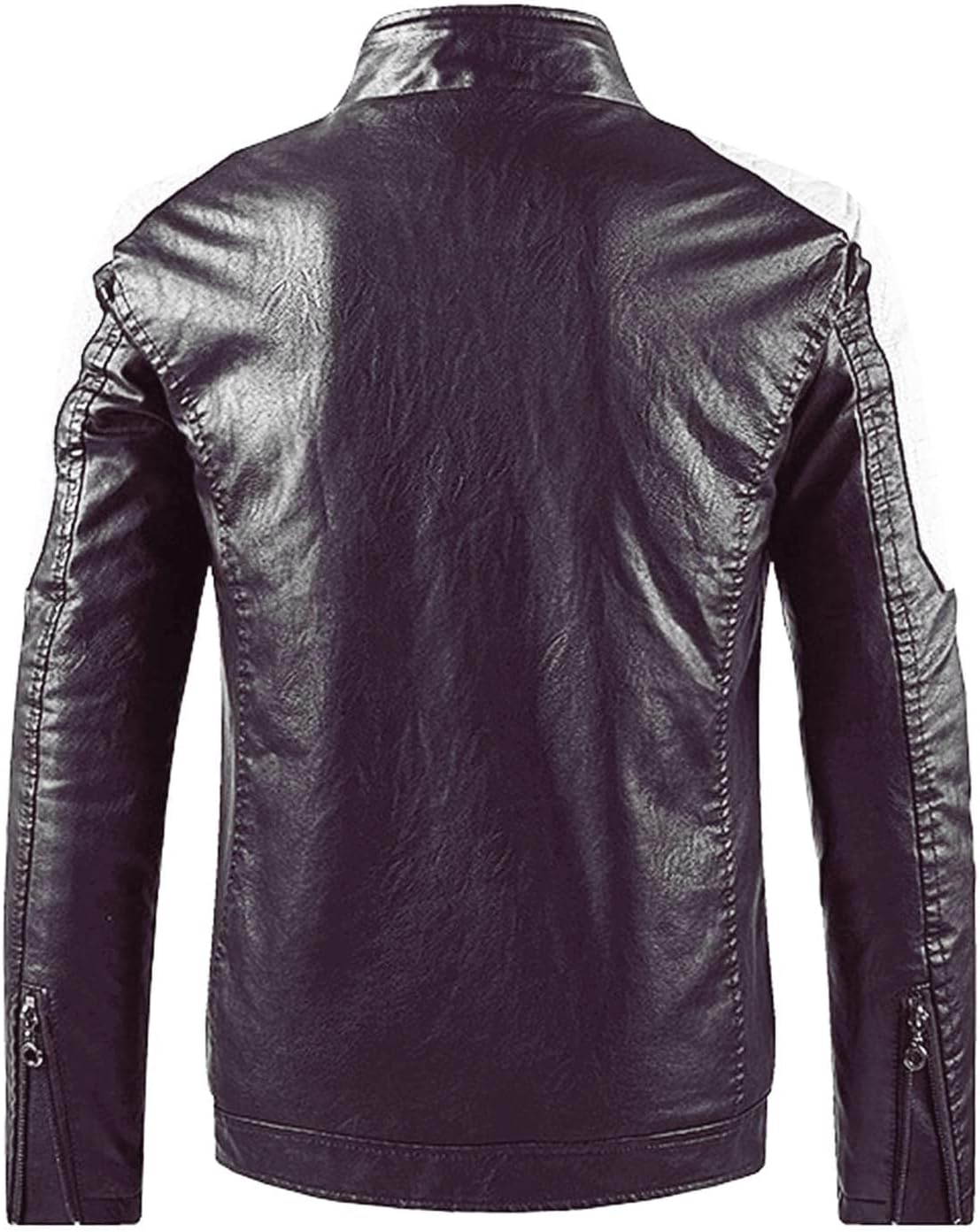 Men's Stand Collar Leather Jacket - By Tressivo