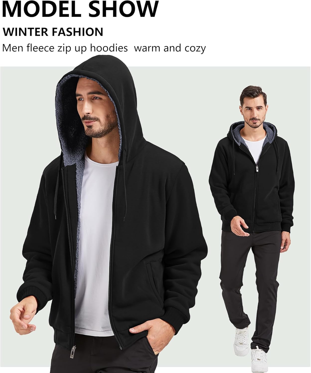 Men’s Fleece-Lined Zip Up Hoodie - By Tressivo