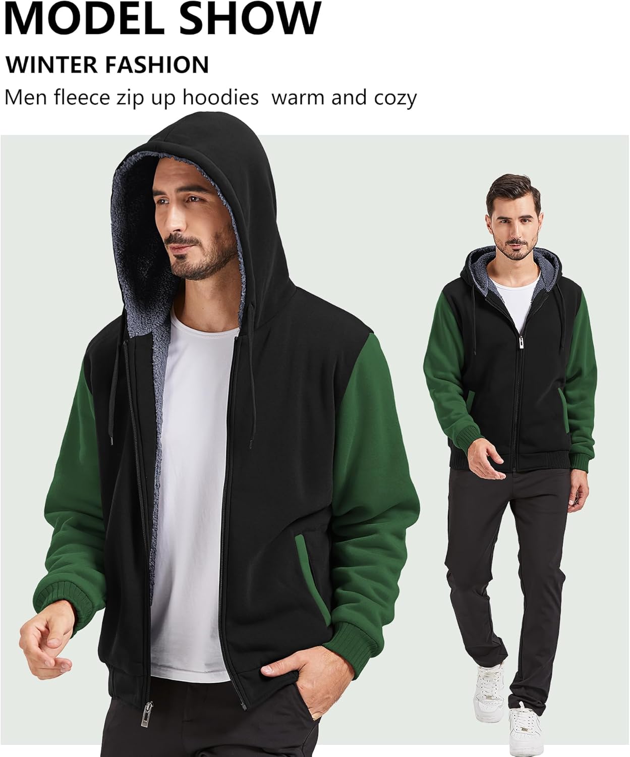 Men’s Fleece-Lined Zip Up Hoodie - By Tressivo