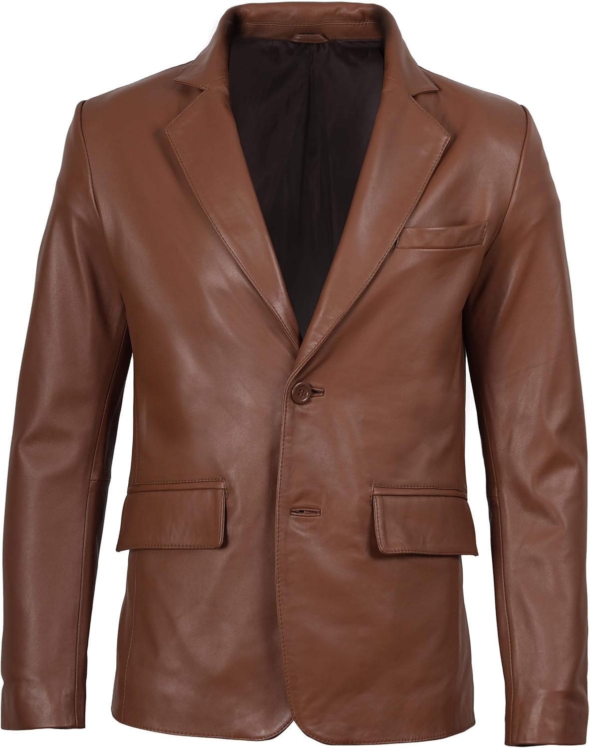 Leather Blazer for Men - Black & Brown Real Lambskin Casual Men's Leather Jacket Coats - By Tressivo