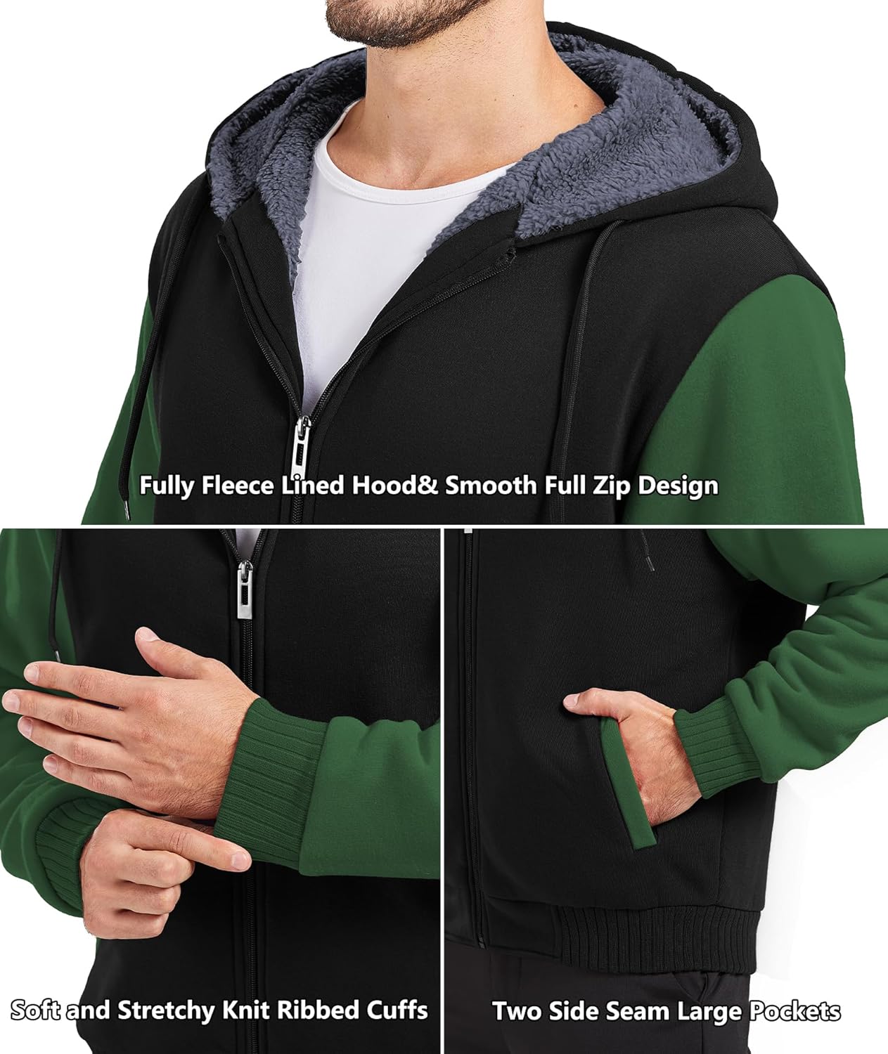 Men’s Fleece-Lined Zip Up Hoodie - By Tressivo