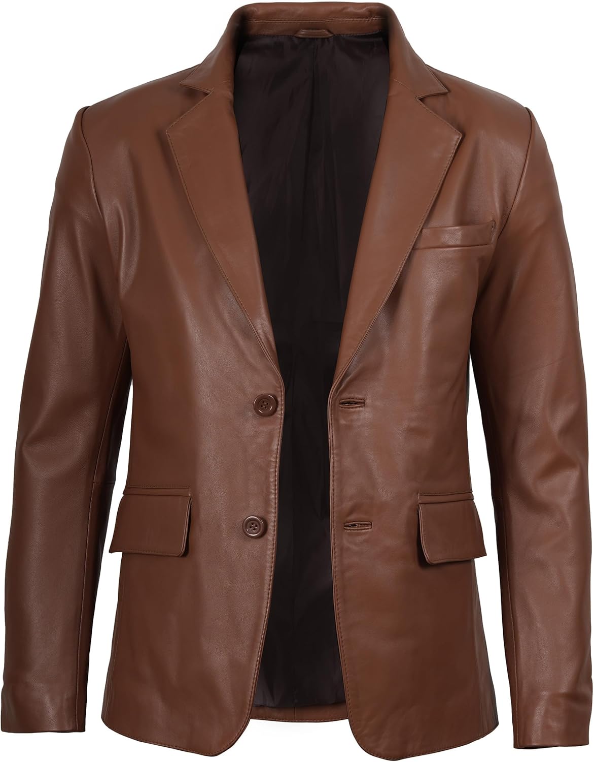 Leather Blazer for Men - Black & Brown Real Lambskin Casual Men's Leather Jacket Coats - By Tressivo