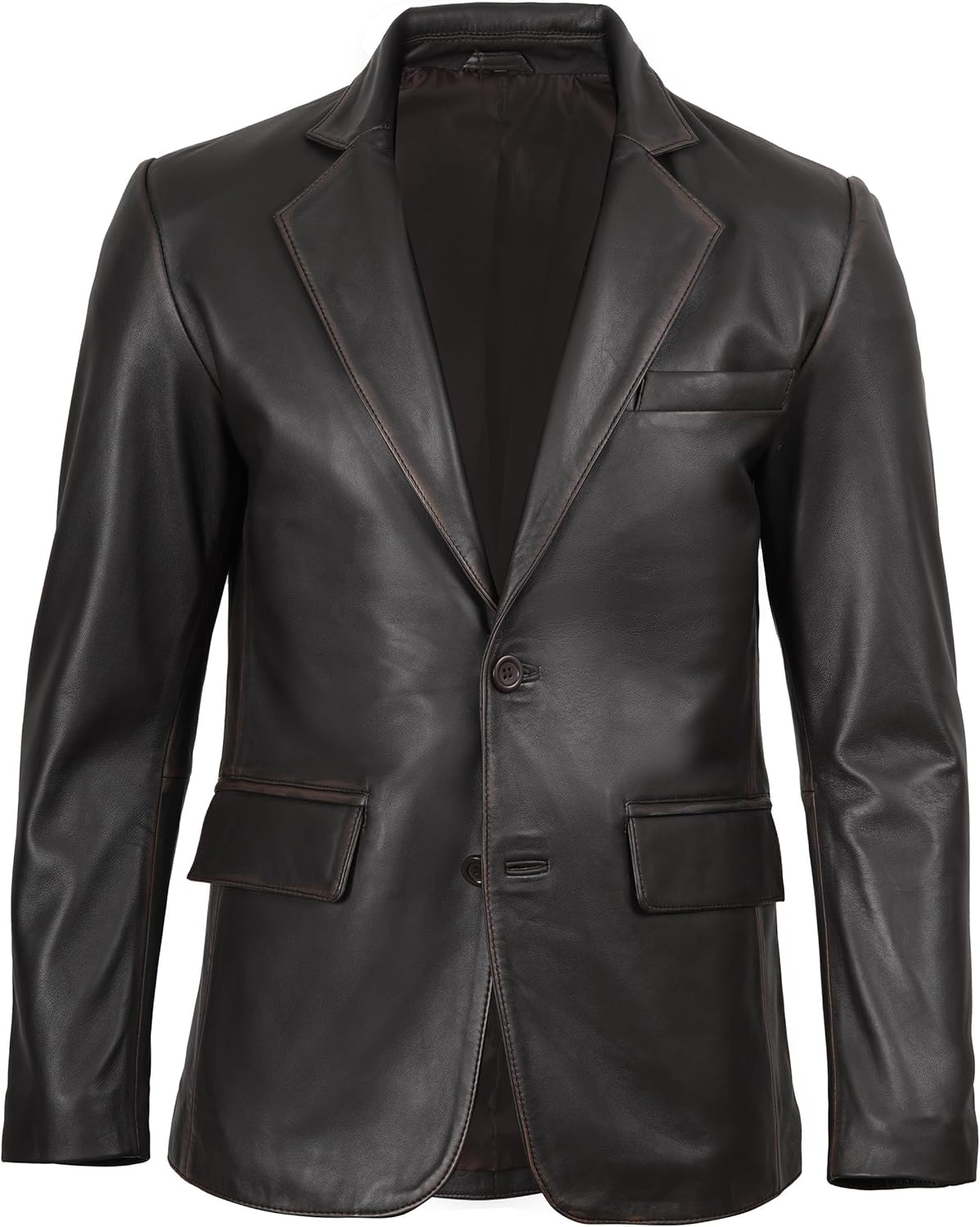 Leather Blazer for Men - Black & Brown Real Lambskin Casual Men's Leather Jacket Coats - By Tressivo