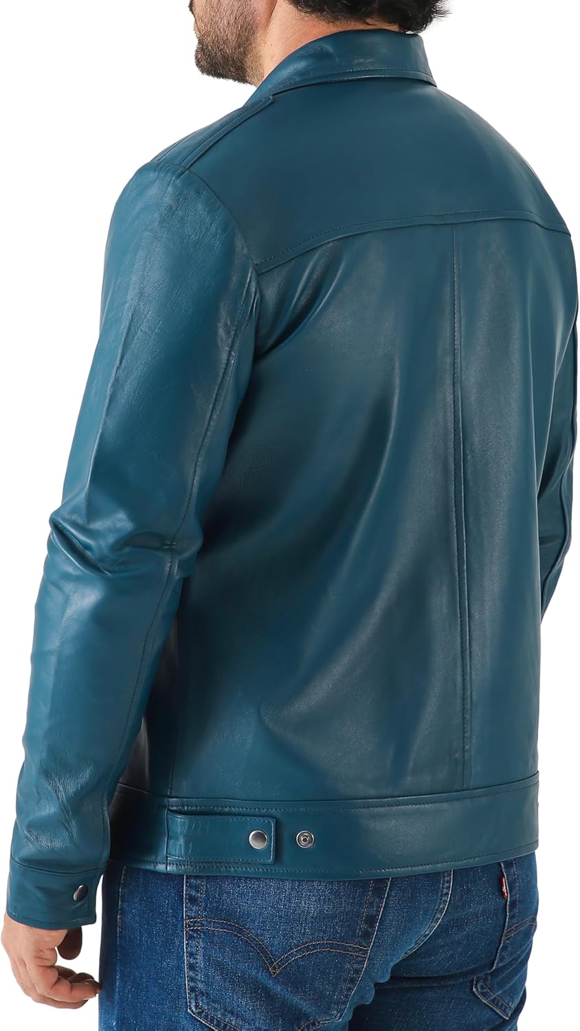 Classic Shirt Collar Leather Jacket Men - By Tressivo