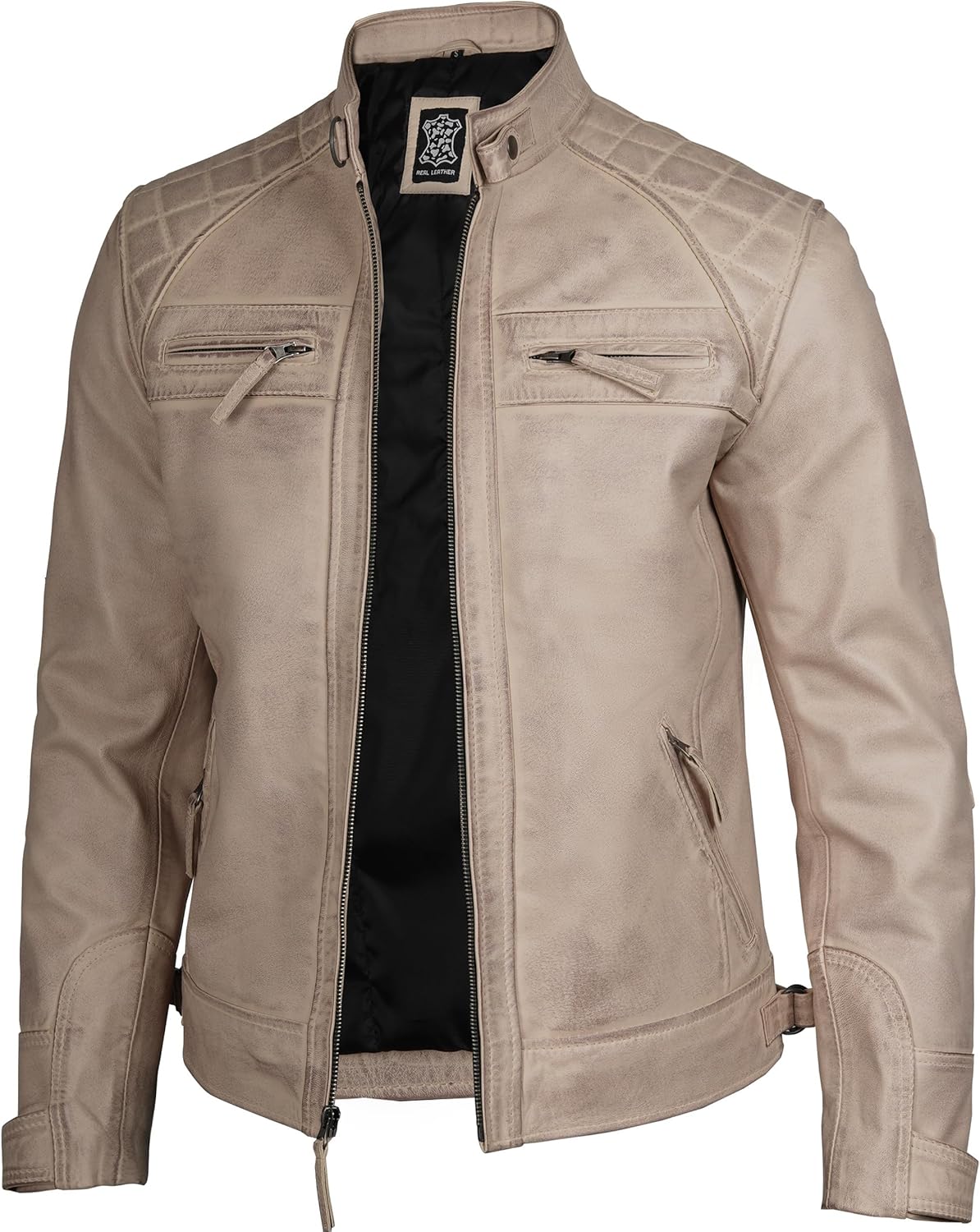 Decrum Leather Jacket Men - Cafe Racer Style - By Tressivo