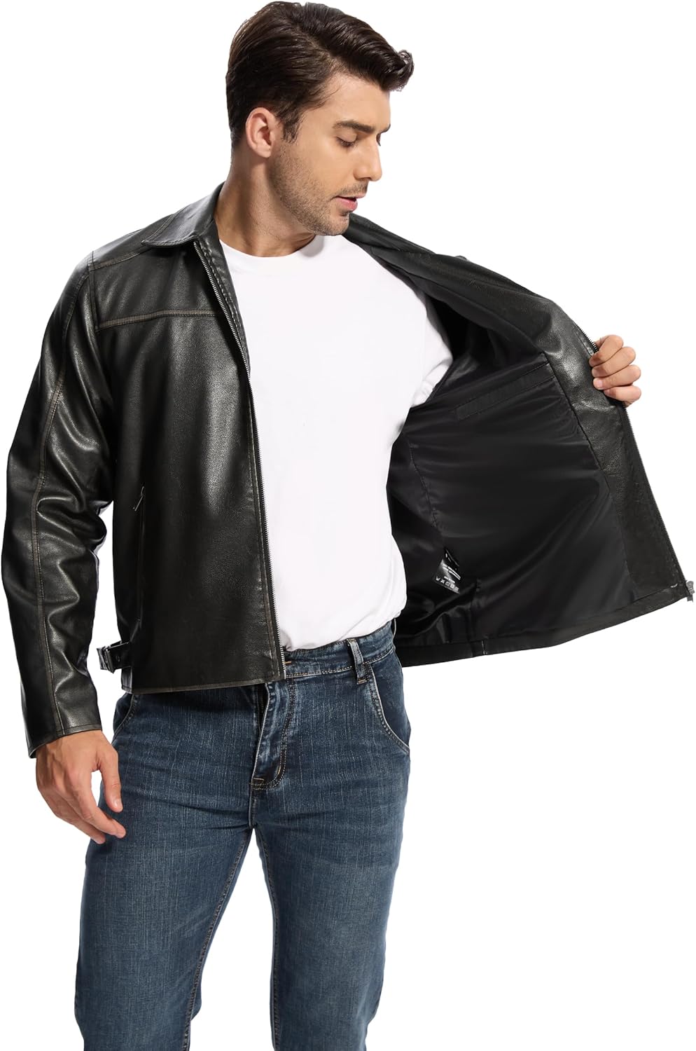 Leather Jacket and Faux Lightweight Bomber Jackets Mens - By Tressivo
