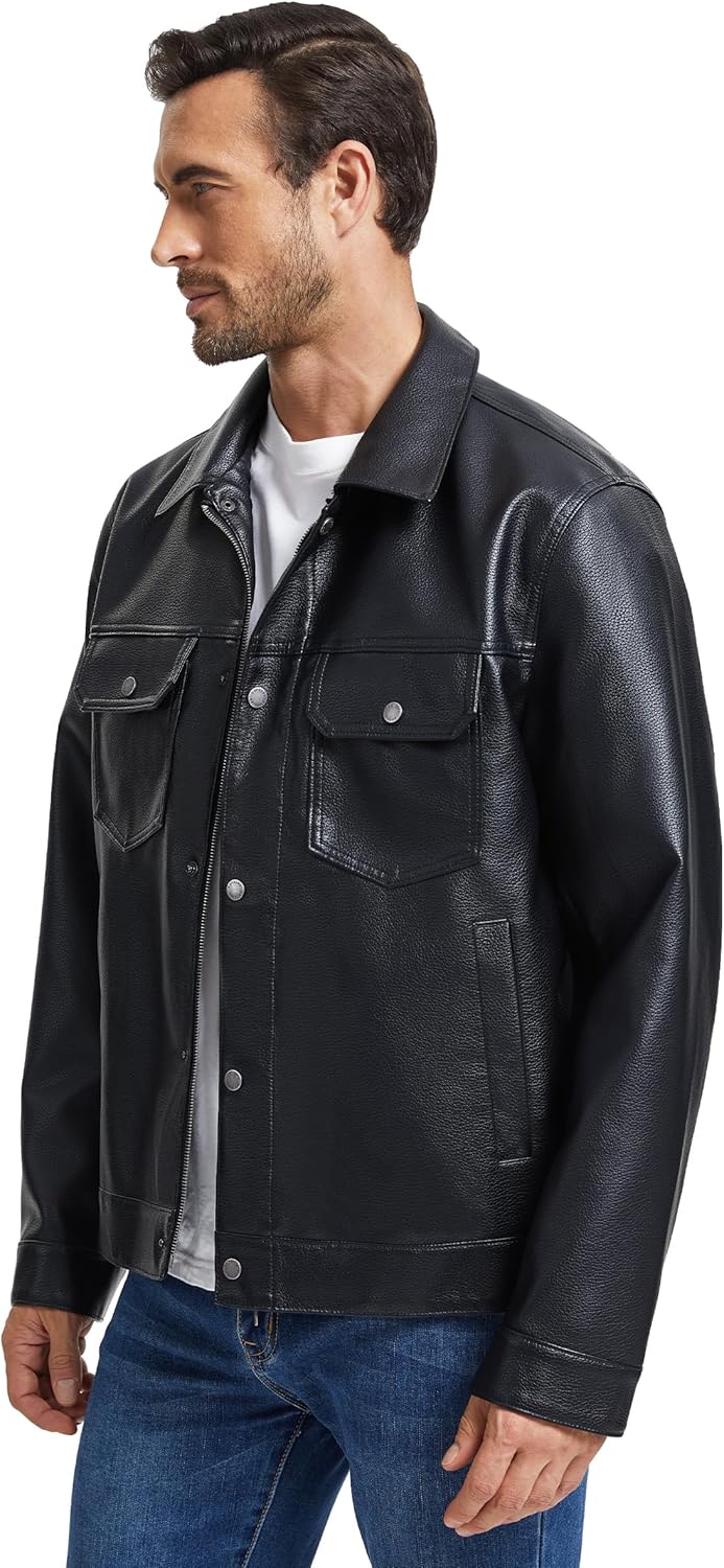 Leather Jacket and Faux Lightweight Bomber Jackets Mens - By Tressivo