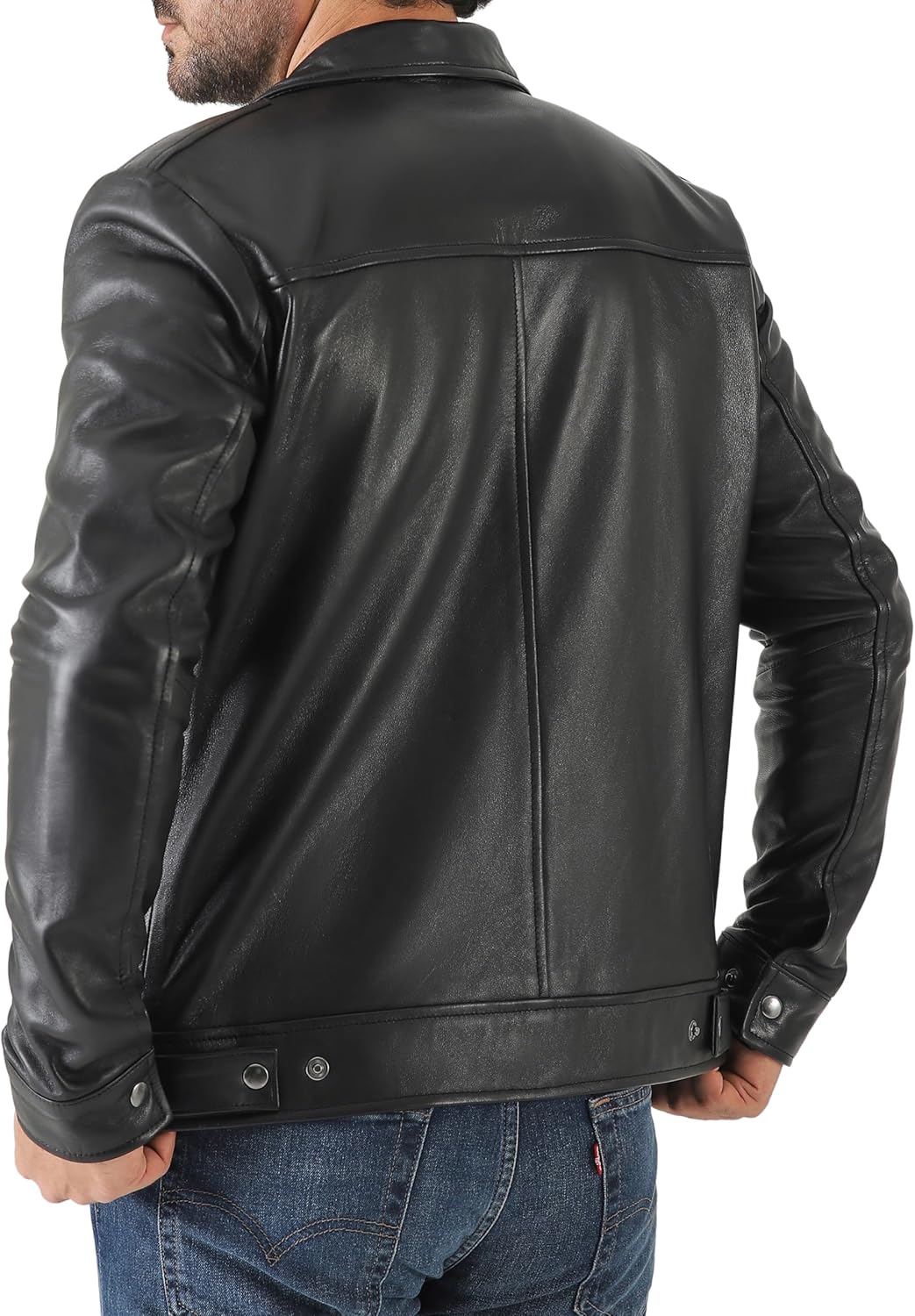 Classic Shirt Collar Leather Jacket Men - By Tressivo