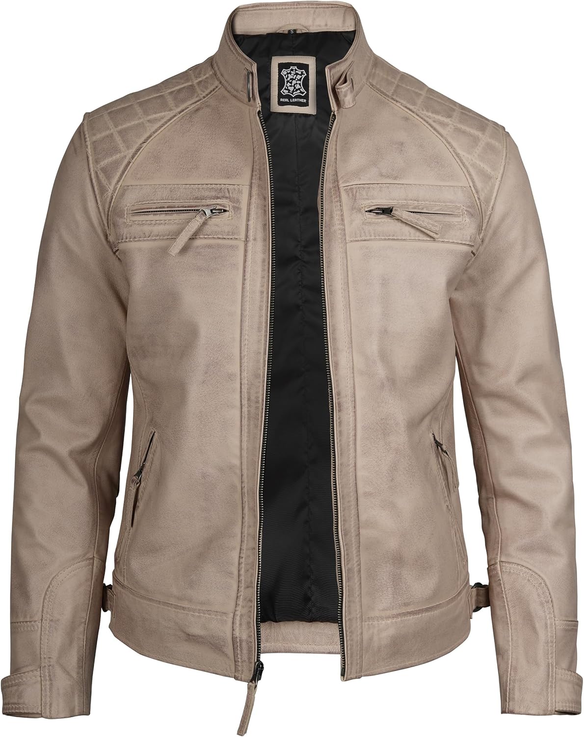 Decrum Leather Jacket Men - Cafe Racer Style - By Tressivo