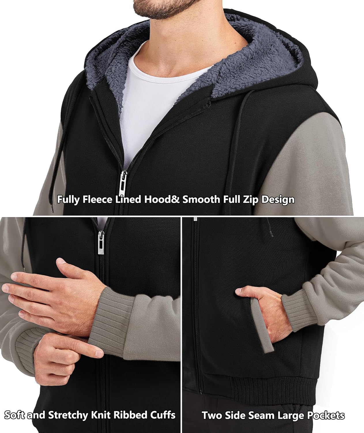 Men’s Fleece-Lined Zip Up Hoodie - By Tressivo