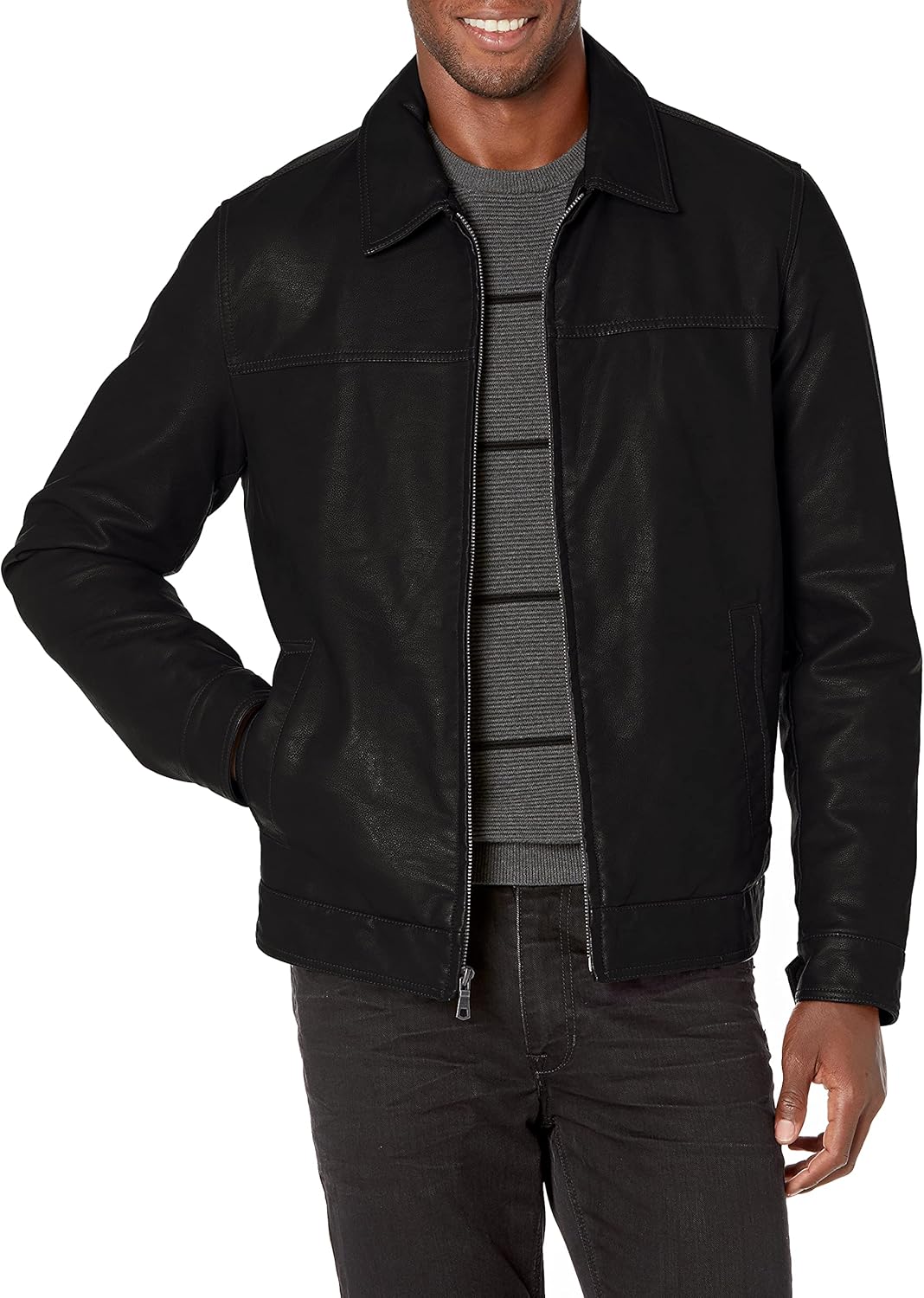Men's Classic Faux Leather Jacket - By Tressivo