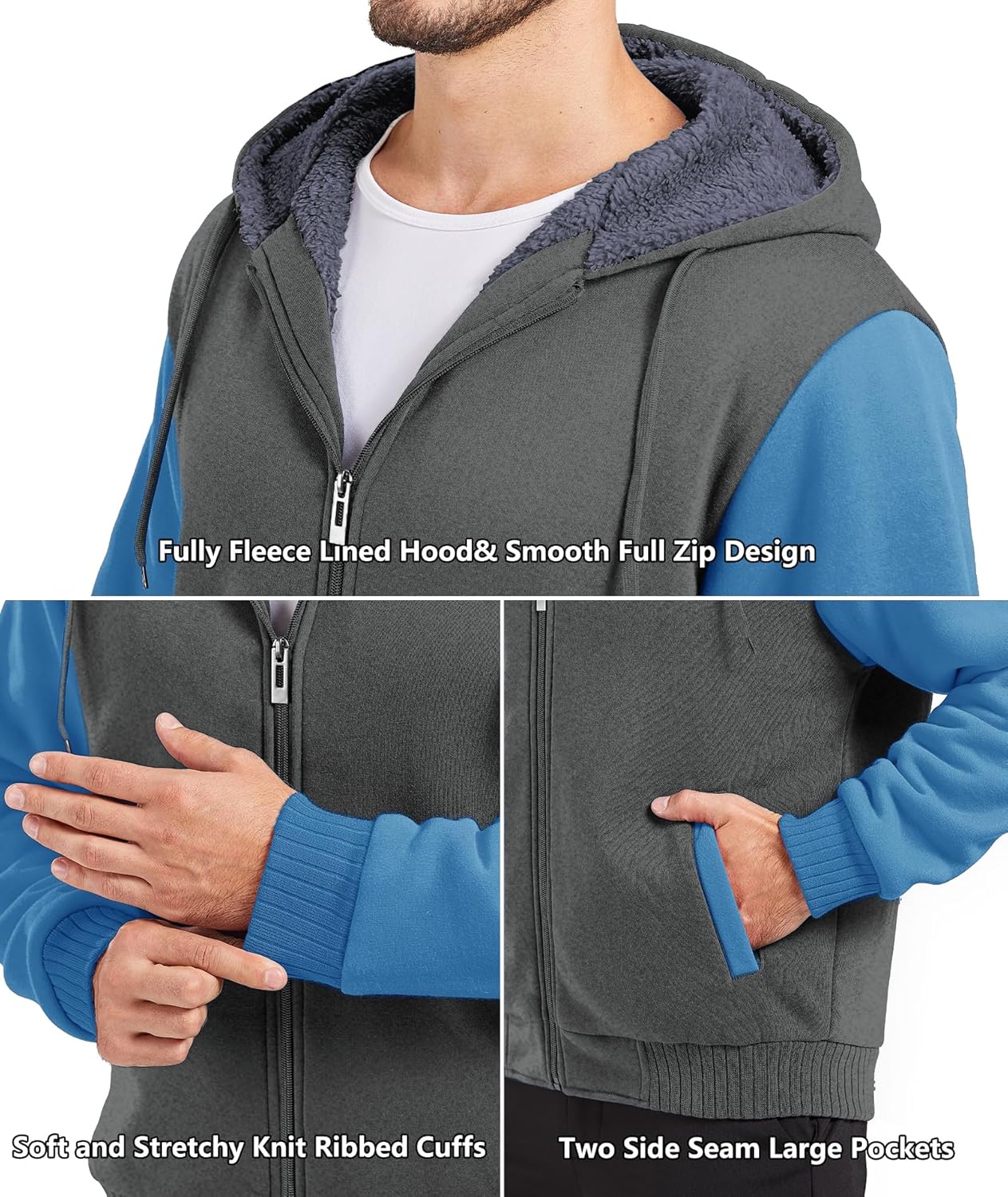 Men’s Fleece-Lined Zip Up Hoodie - By Tressivo