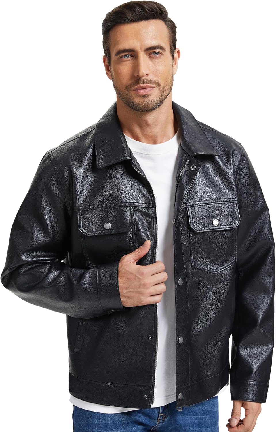 Leather Jacket and Faux Lightweight Bomber Jackets Mens - By Tressivo