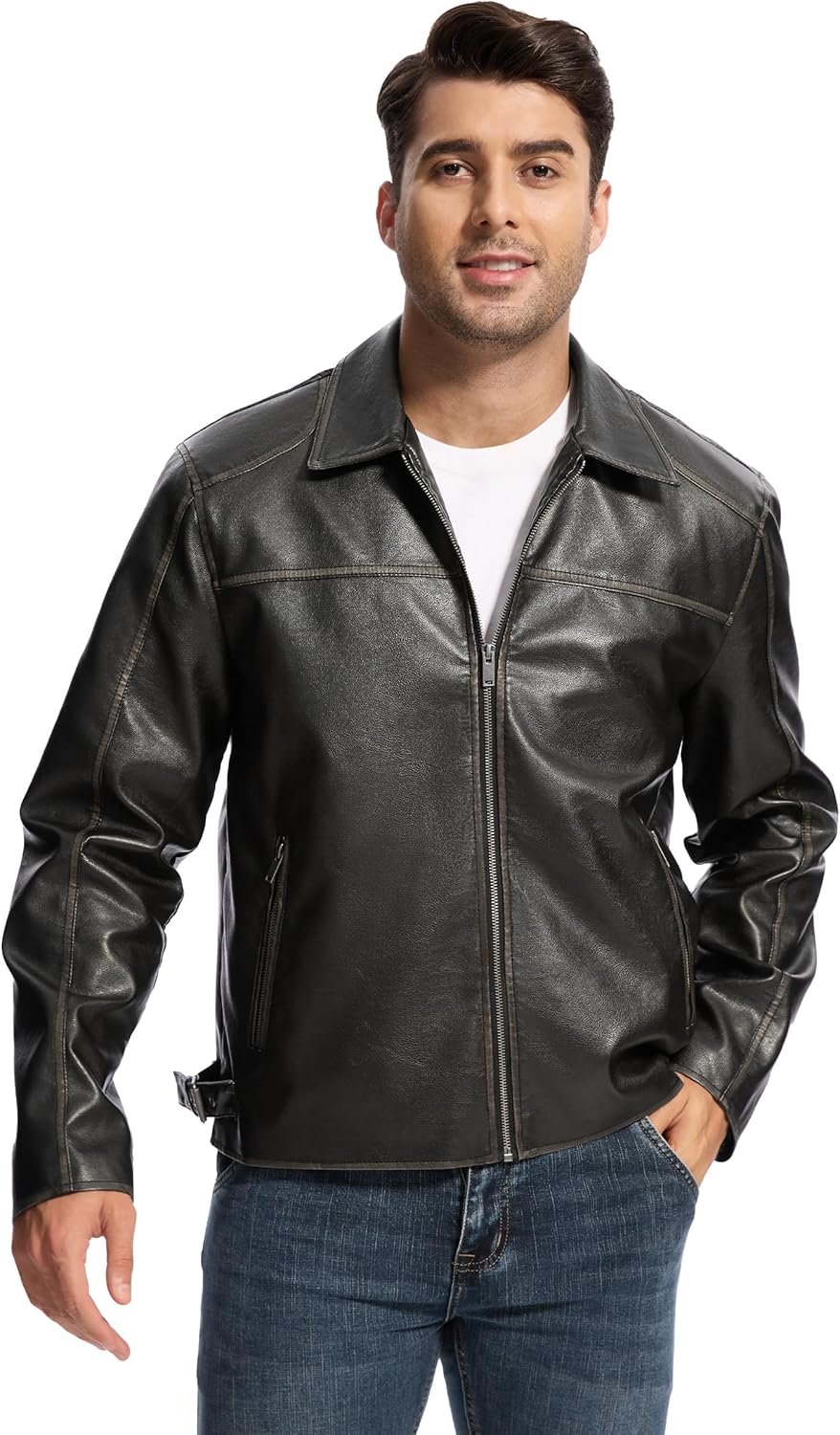 Leather Jacket and Faux Lightweight Bomber Jackets Mens - By Tressivo