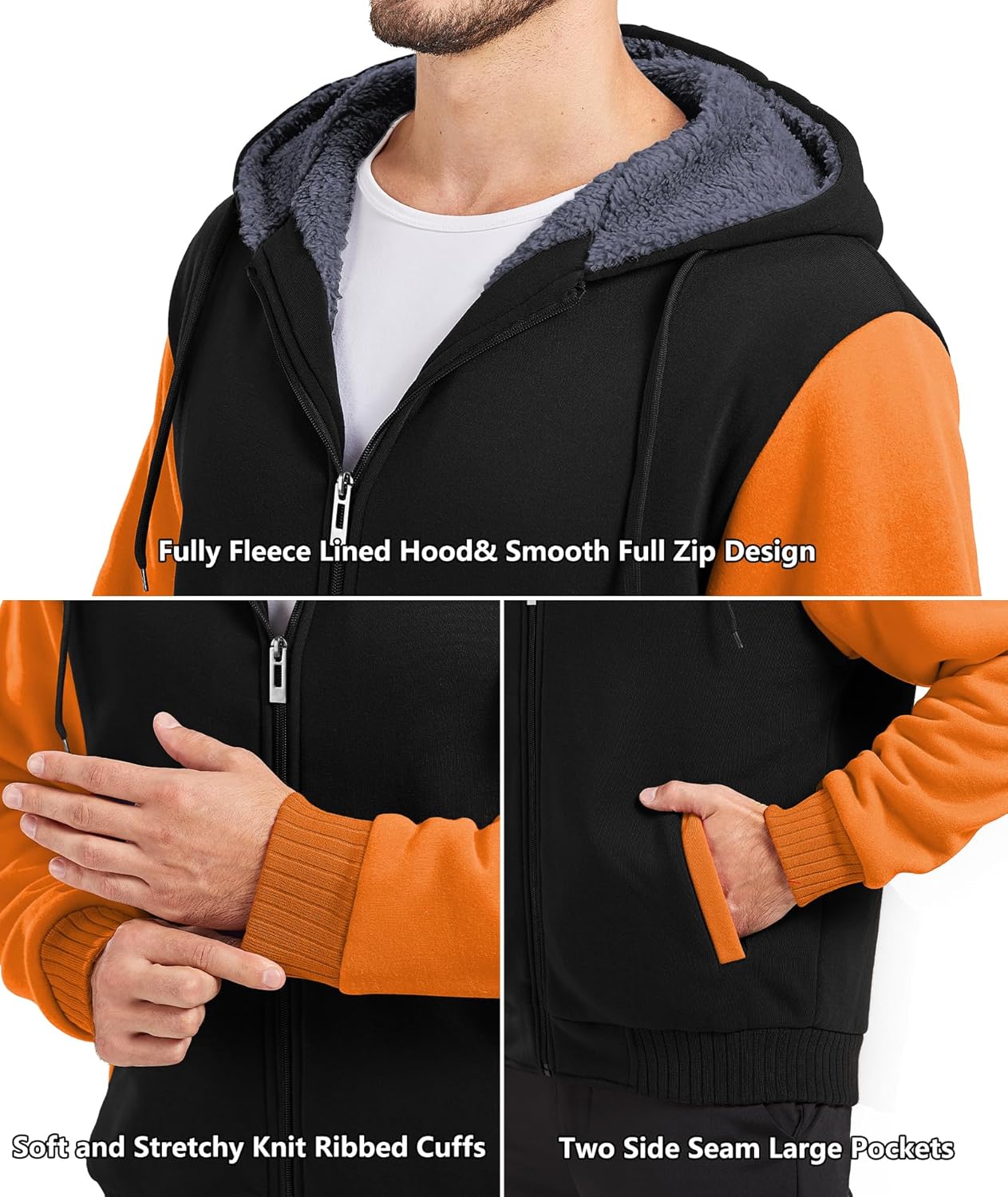 Men’s Fleece-Lined Zip Up Hoodie - By Tressivo