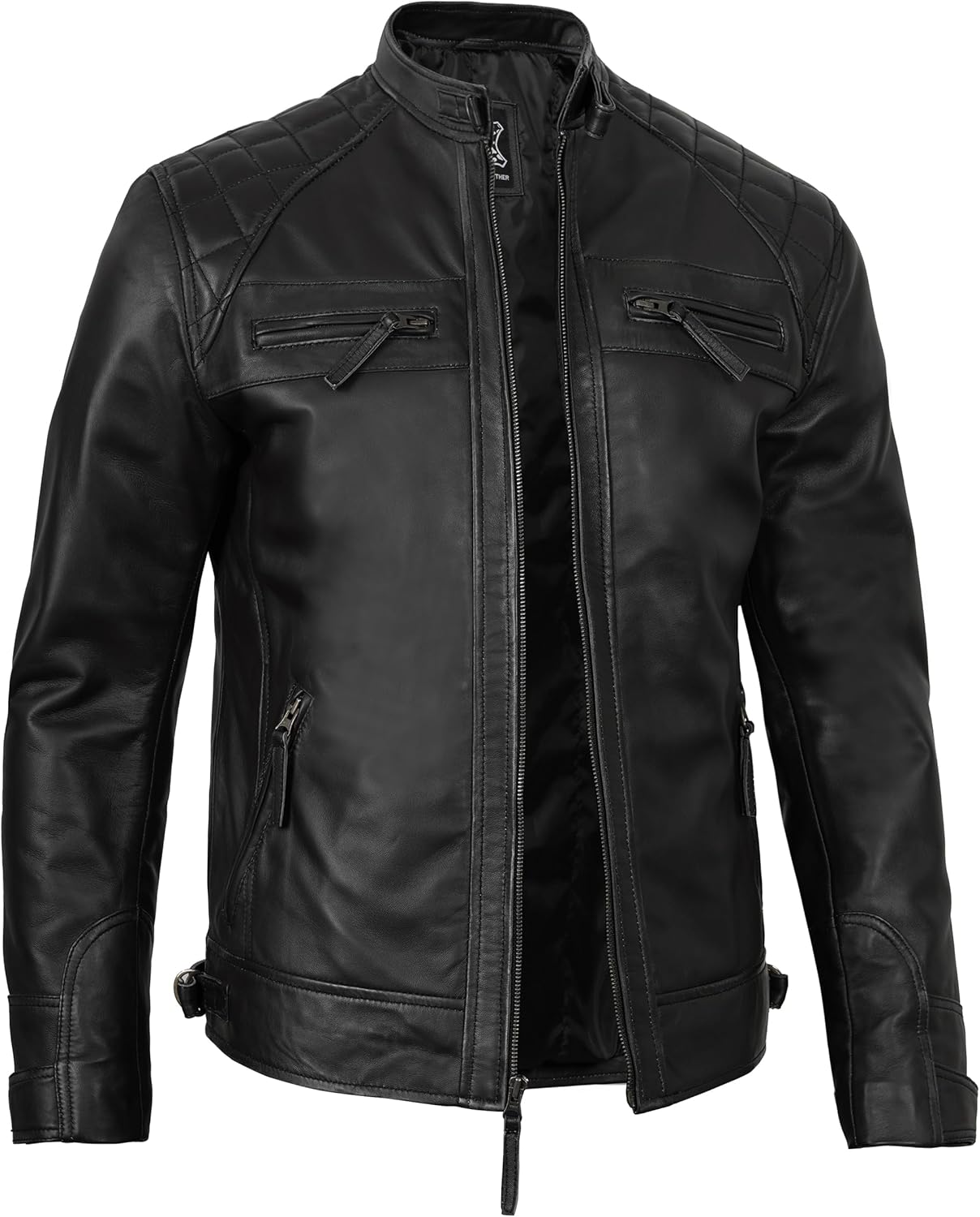Decrum Leather Jacket Men - Cafe Racer Style - By Tressivo