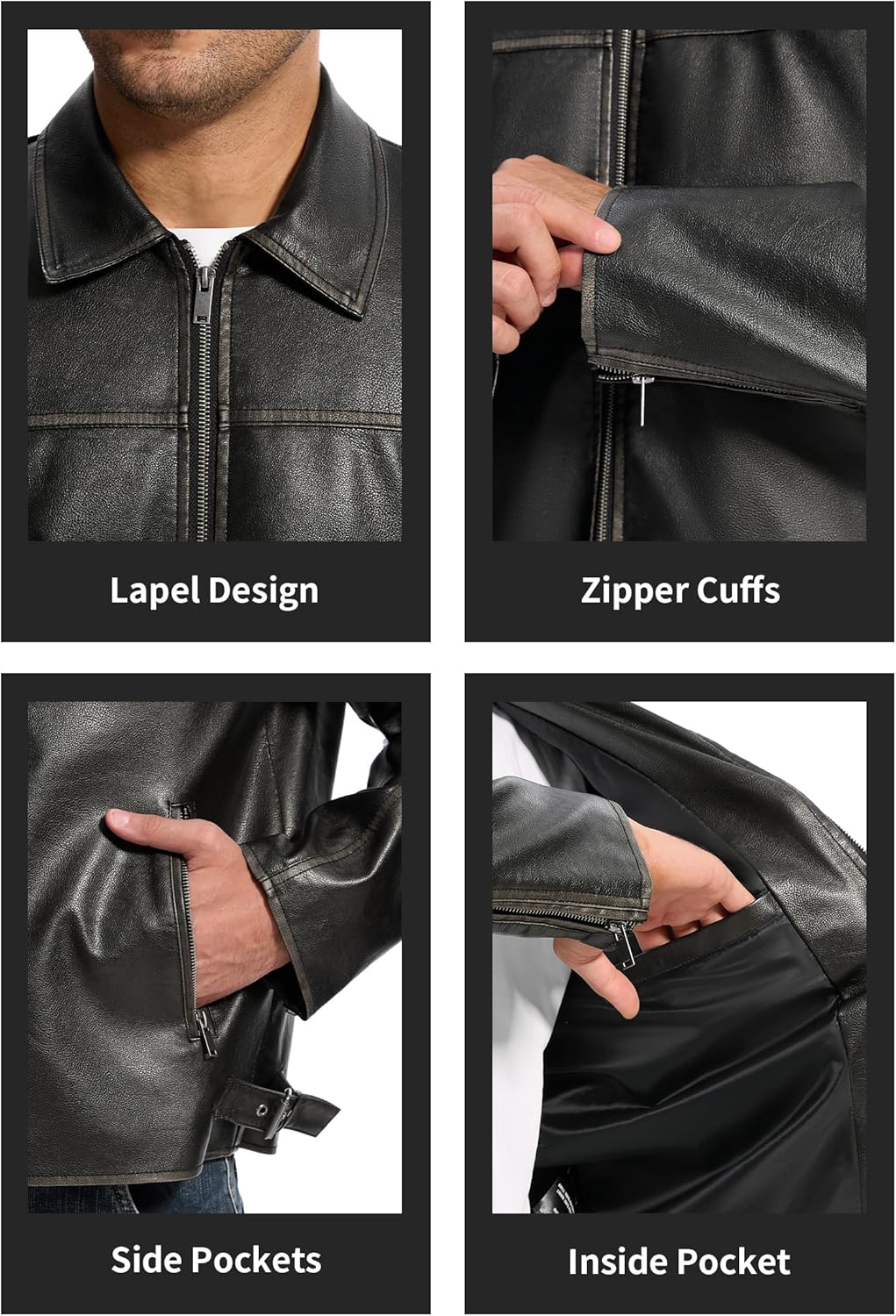Leather Jacket and Faux Lightweight Bomber Jackets Mens - By Tressivo