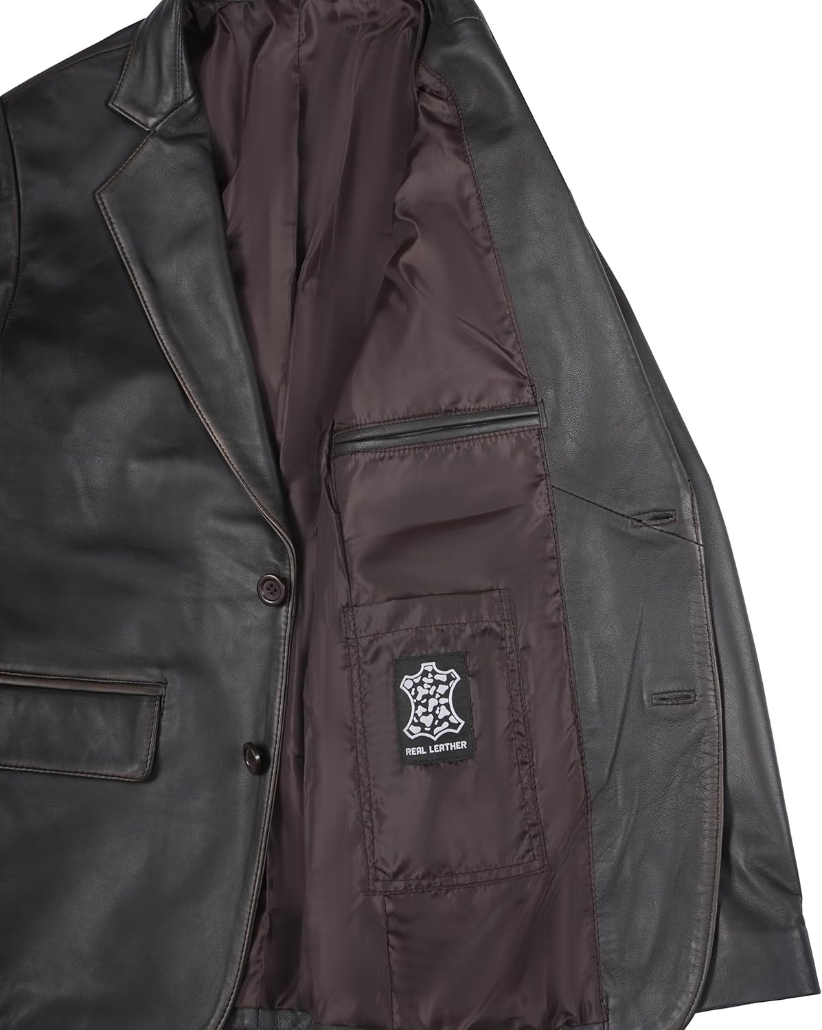 Leather Blazer for Men - Black & Brown Real Lambskin Casual Men's Leather Jacket Coats - By Tressivo