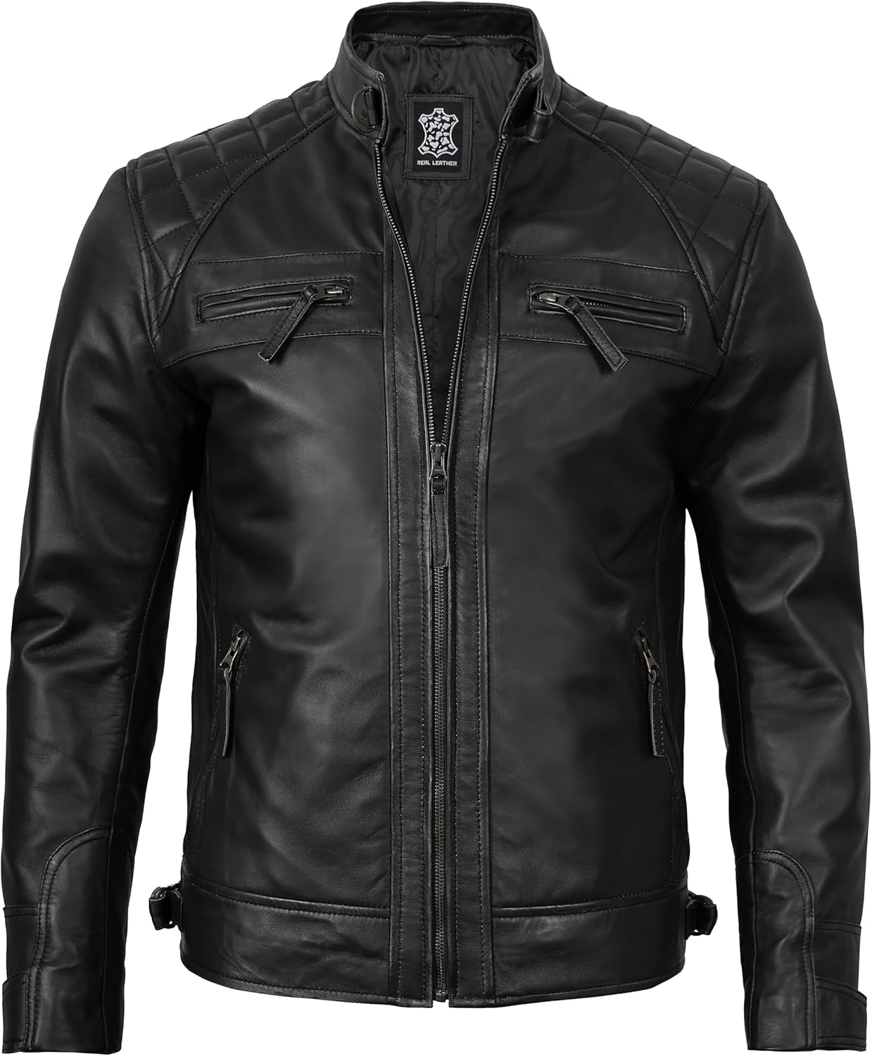 Decrum Leather Jacket Men - Cafe Racer Style - By Tressivo