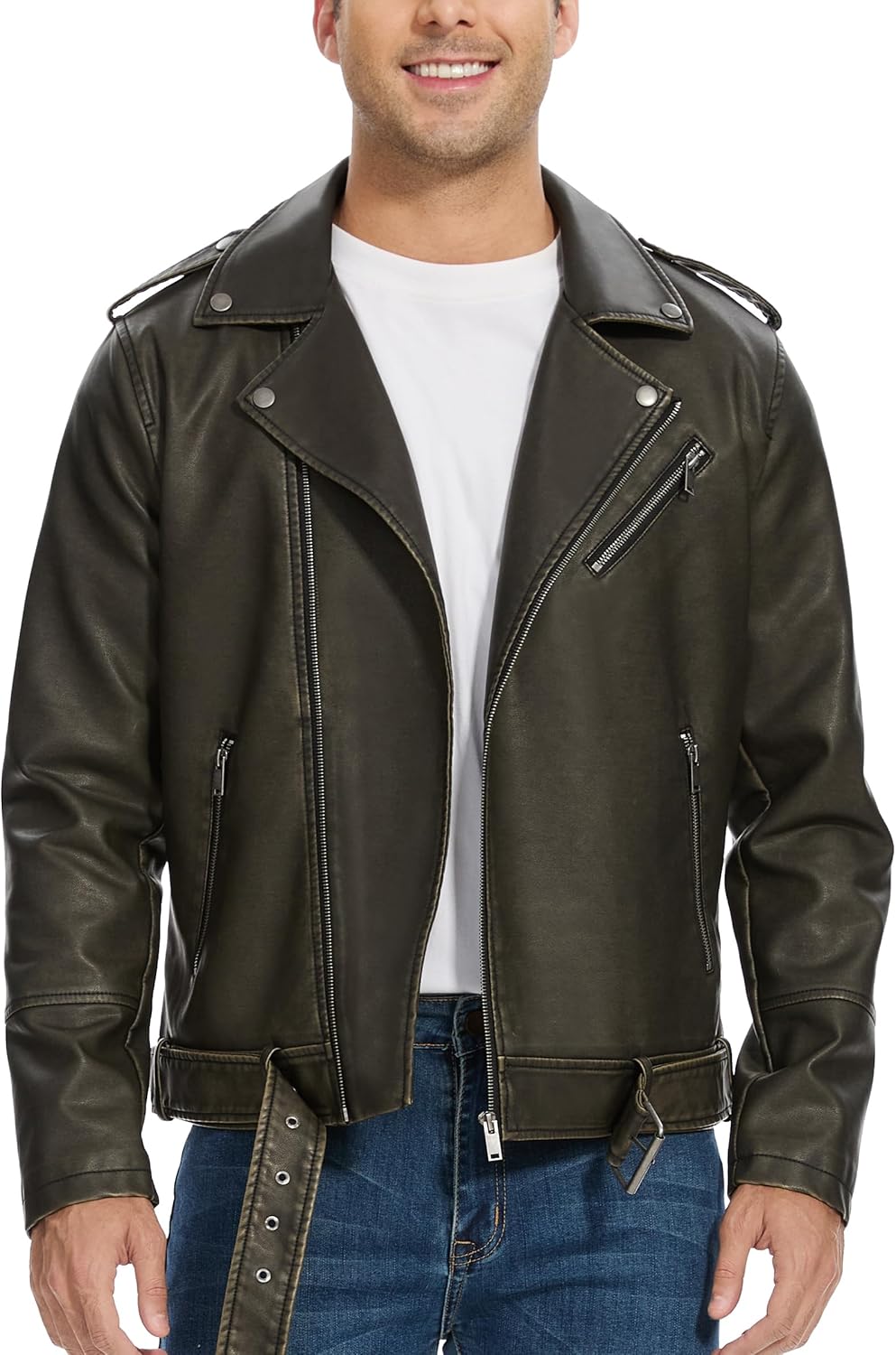 Leather Jacket for Men, Faux Bomber - By Tressivo