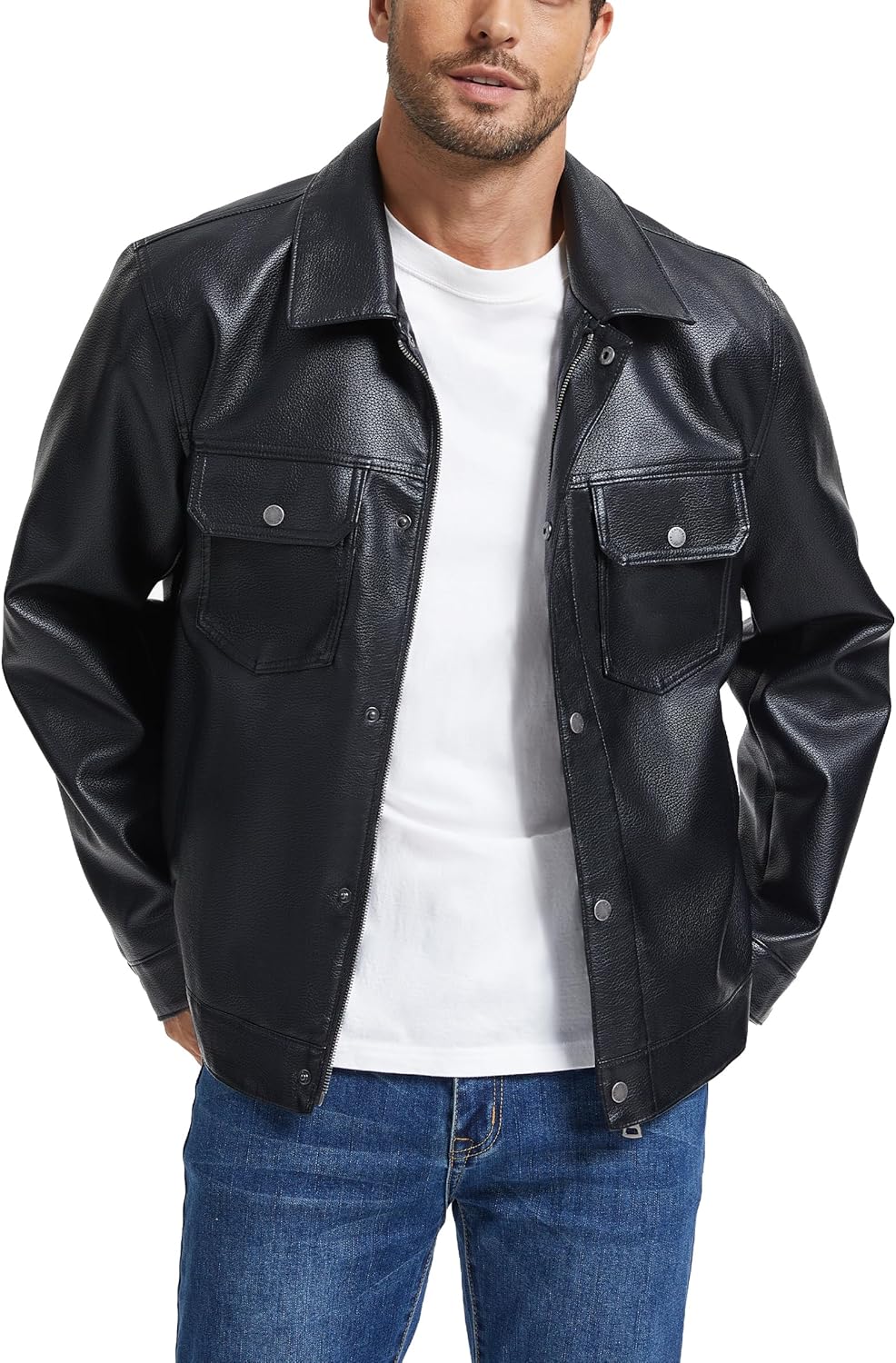 Leather Jacket and Faux Lightweight Bomber Jackets Mens - By Tressivo