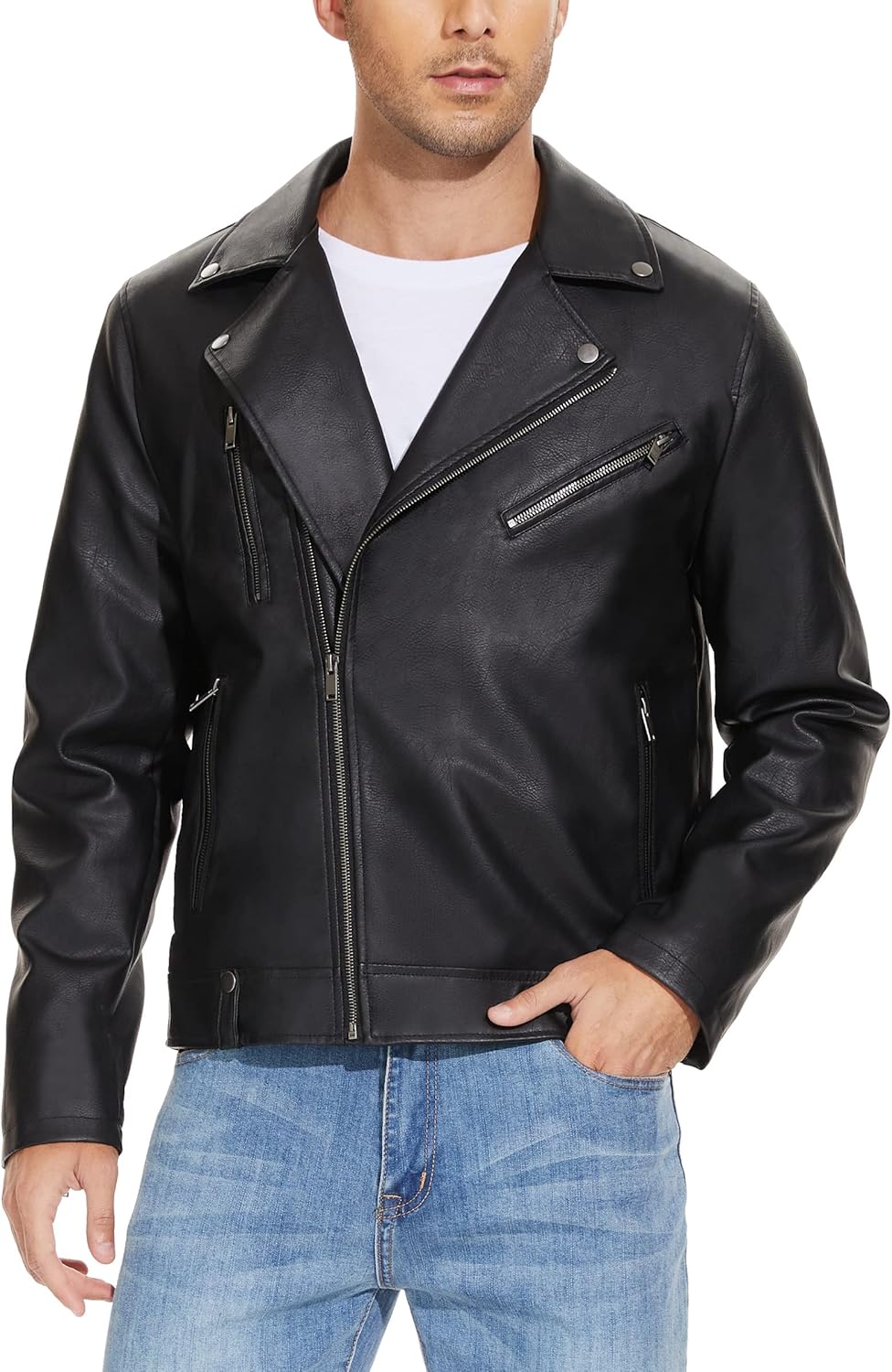 Leather Jacket for Men, Faux Bomber - By Tressivo