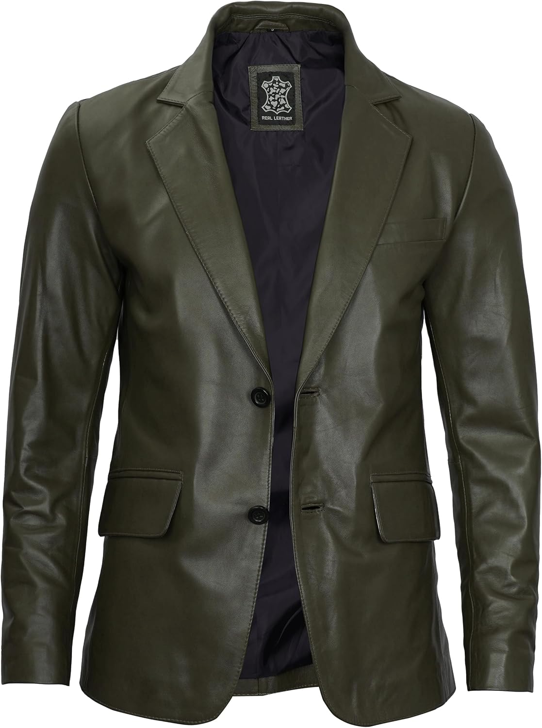 Leather Blazer for Men - Black & Brown Real Lambskin Casual Men's Leather Jacket Coats - By Tressivo