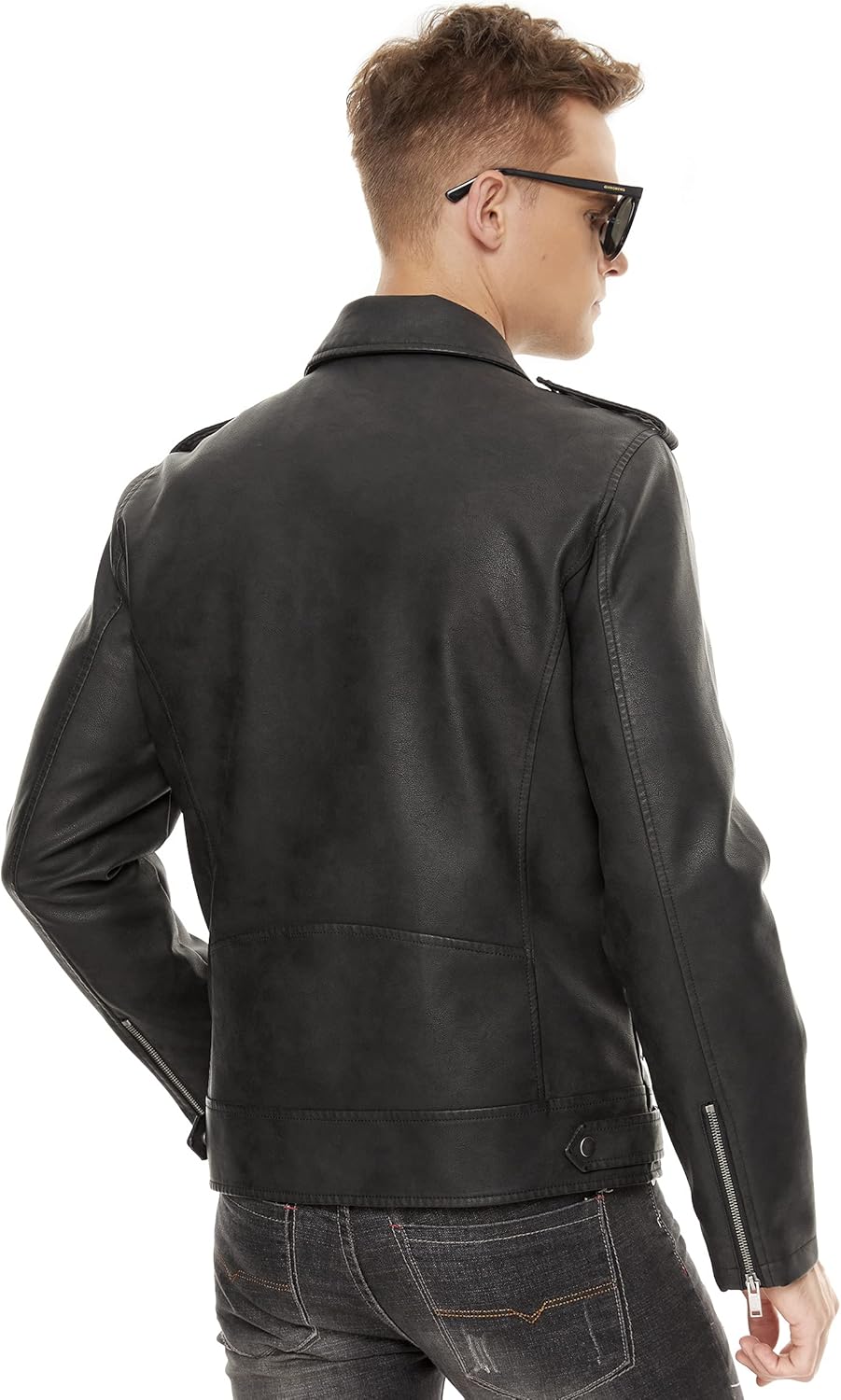 Leather Jacket for Men, Faux Bomber - By Tressivo