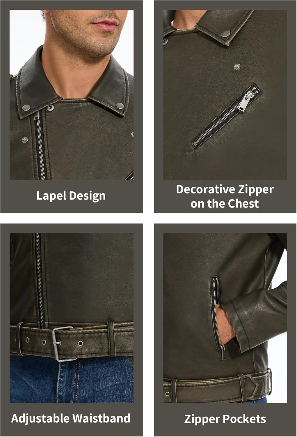 Leather Jacket for Men, Faux Bomber - By Tressivo