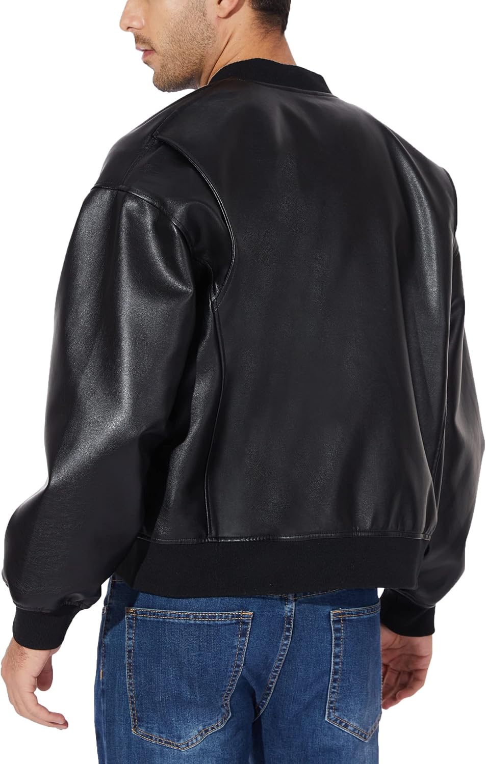 Leather Jacket for Men, Faux Bomber - By Tressivo