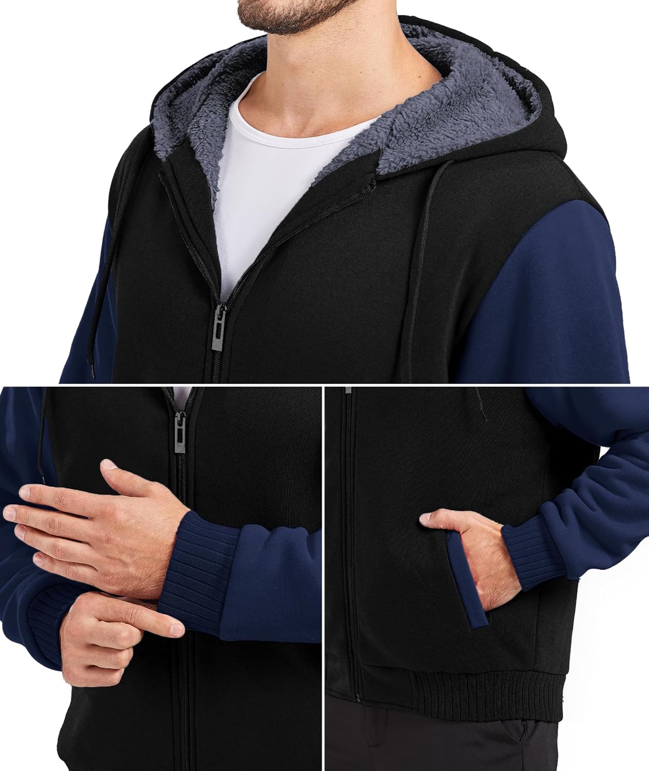 Men’s Fleece-Lined Zip Up Hoodie - By Tressivo