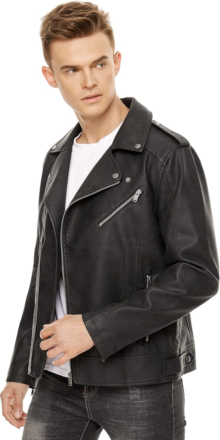 Leather Jacket for Men, Faux Bomber - By Tressivo