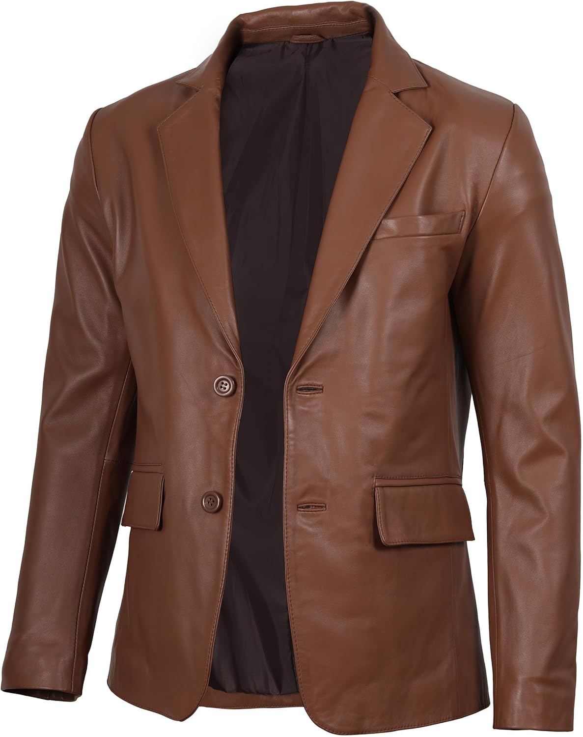 Leather Blazer for Men - Black & Brown Real Lambskin Casual Men's Leather Jacket Coats - By Tressivo