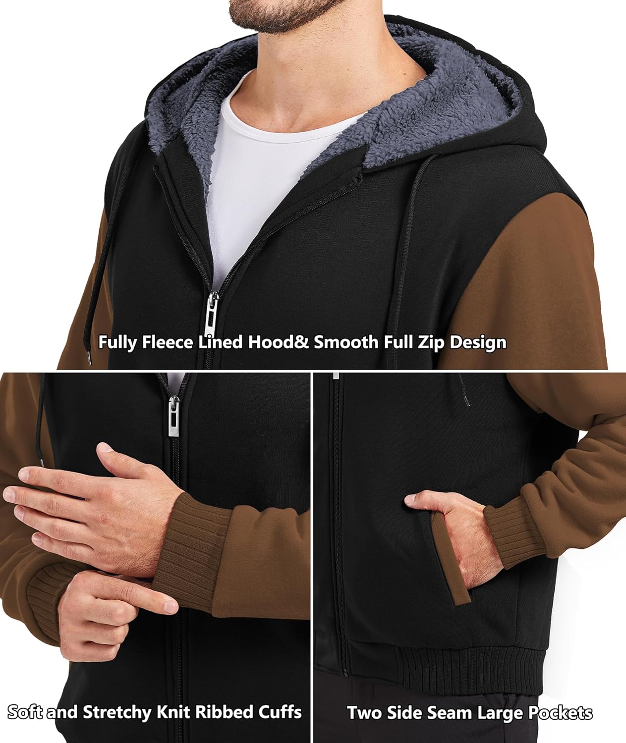 Men’s Fleece-Lined Zip Up Hoodie - By Tressivo