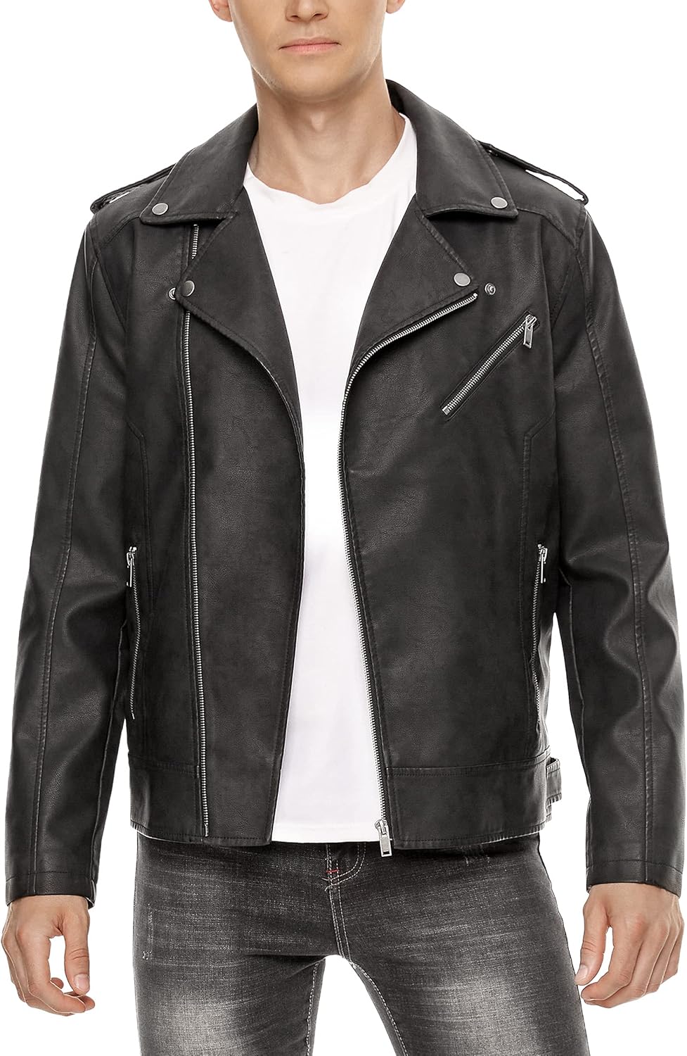 Leather Jacket for Men, Faux Bomber - By Tressivo