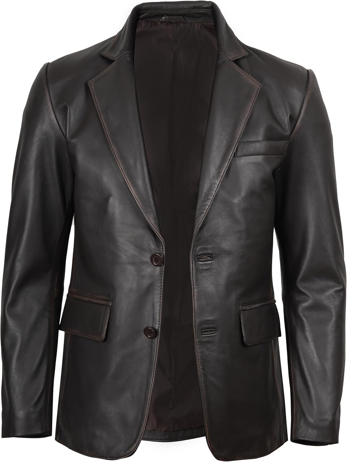 Leather Blazer for Men - Black & Brown Real Lambskin Casual Men's Leather Jacket Coats - By Tressivo