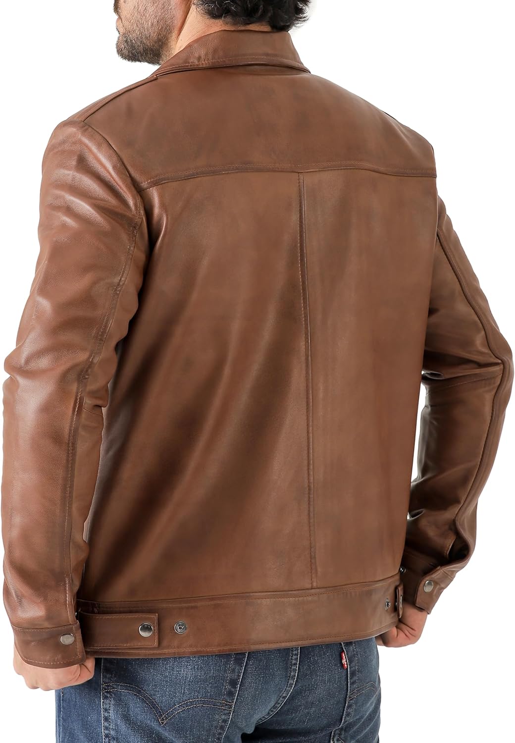 Classic Shirt Collar Leather Jacket Men - By Tressivo